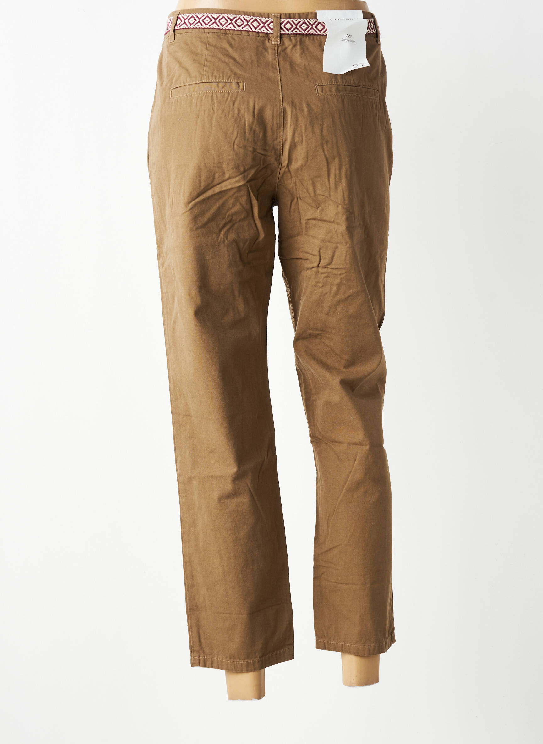 Pantalon chino fermeture zippée sous rabat boutonné taille normale marron LAB DIP PARIS femme