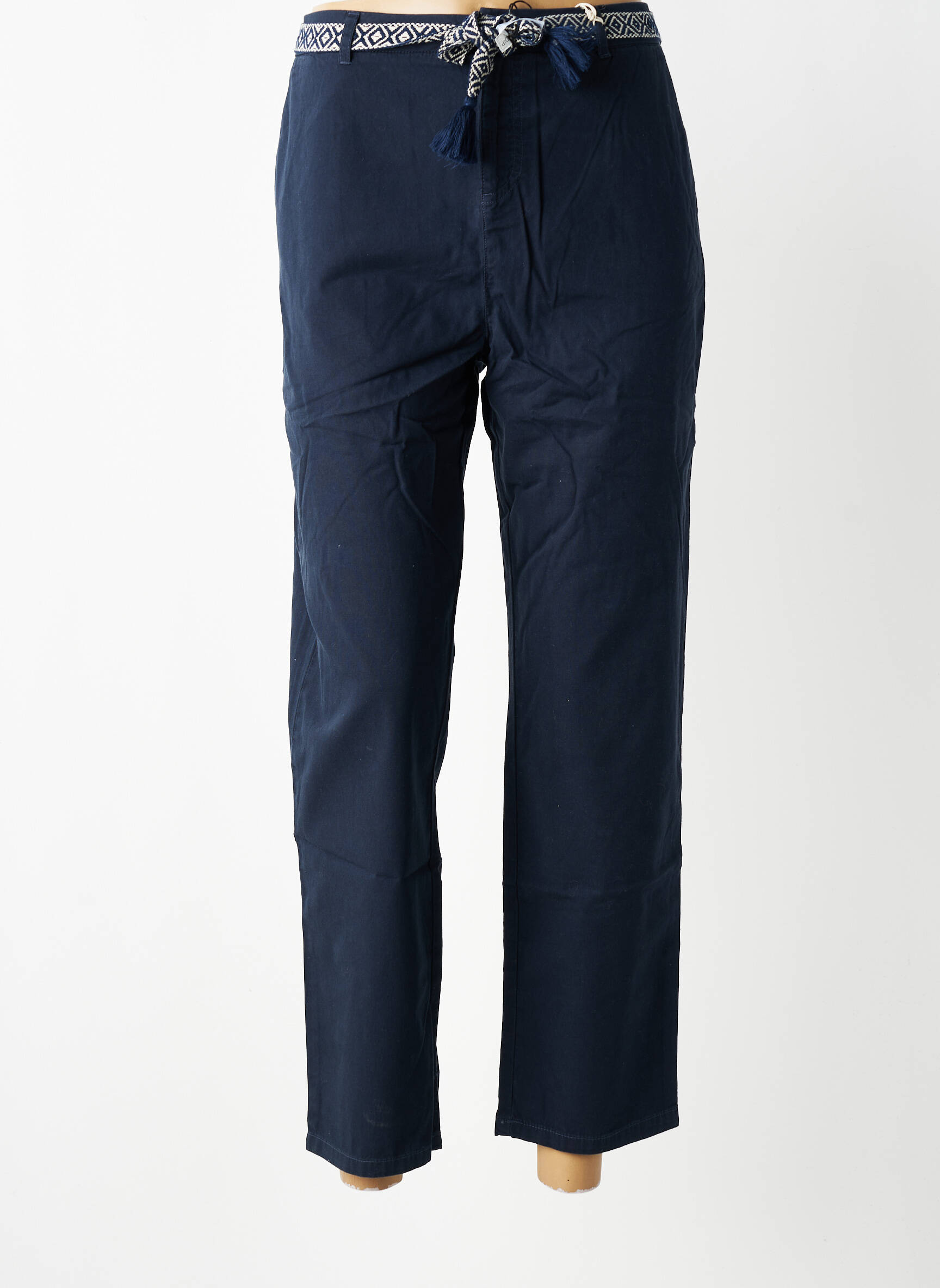 Pantalon chino fermeture zippée sous rabat boutonné taille normale bleu LAB DIP PARIS femme