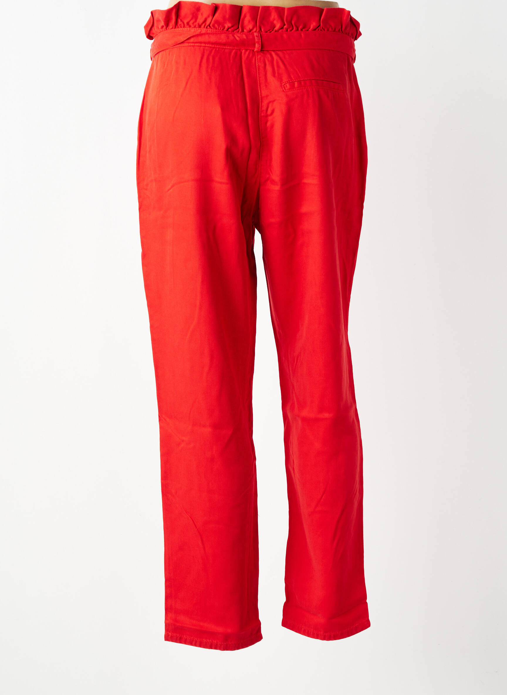 Pantalon droit fermeture zippée sous rabat avec crochet taille normale rouge MARIE-SIXTINE femme