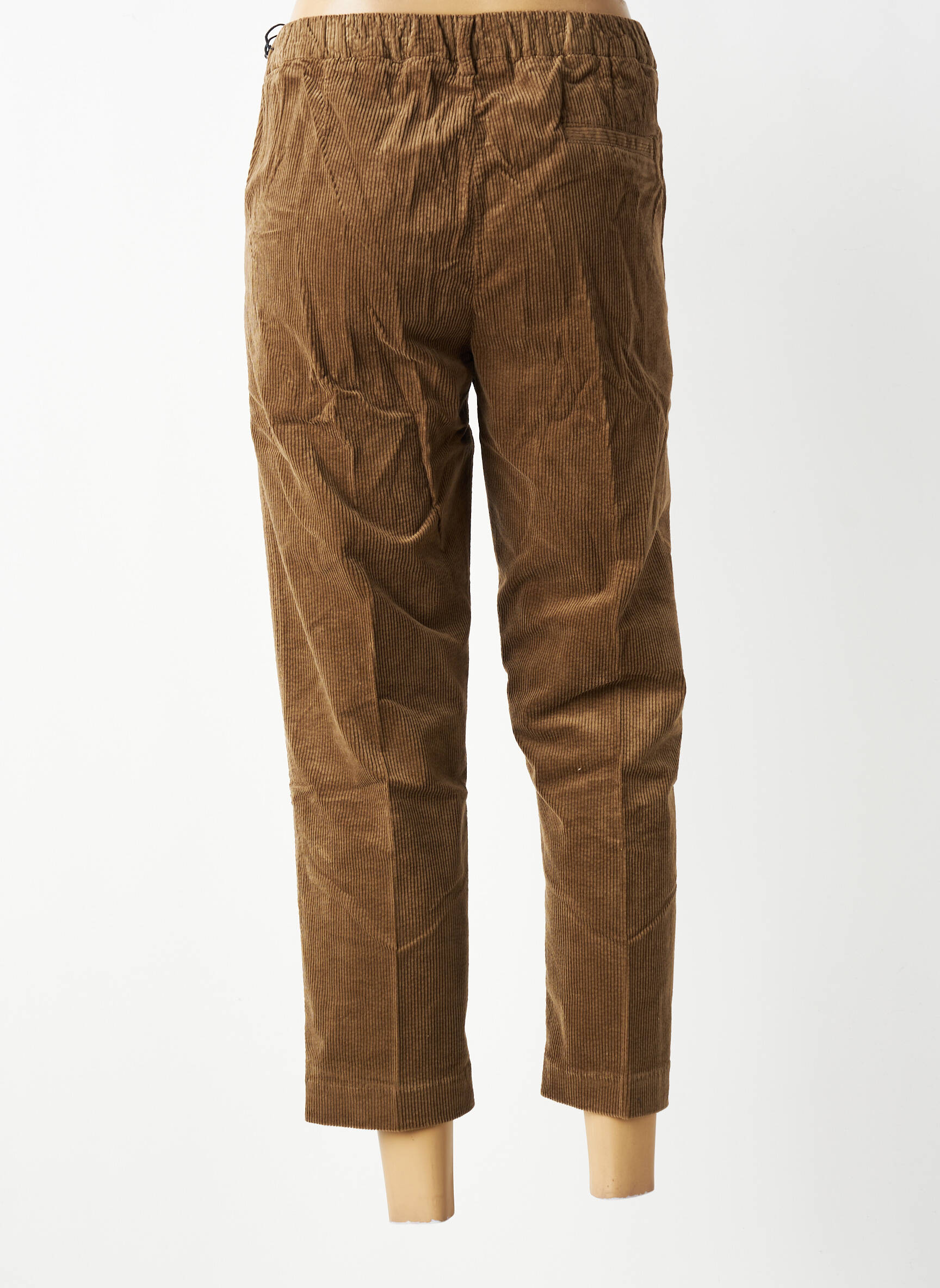 Pantalon chino fermeture zippée sous rabat boutonné taille haute marron HOD femme