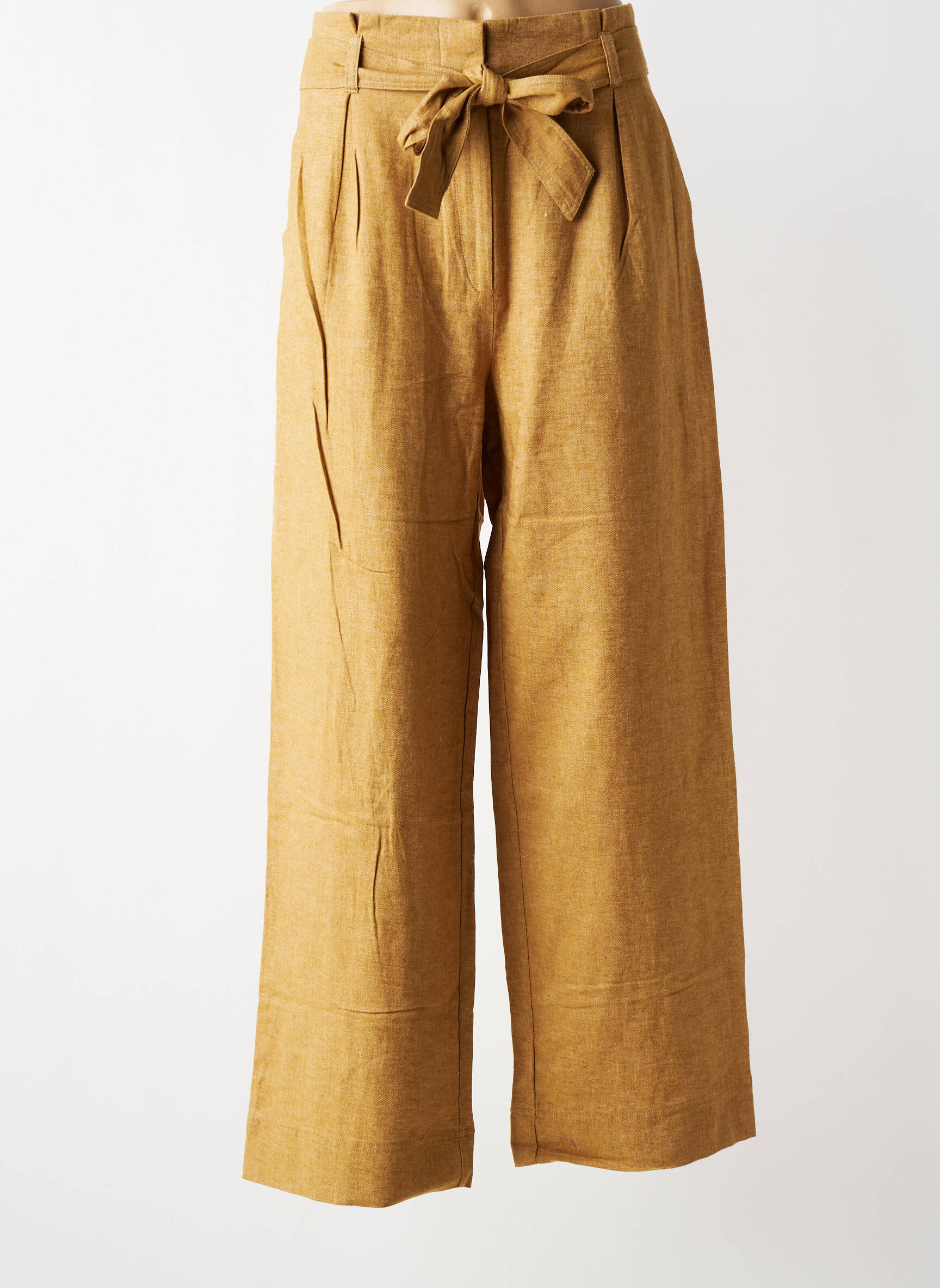 Pantalon large fermeture zippée sous rabat avec crochet taille normale marron HARRIS WILSON femme