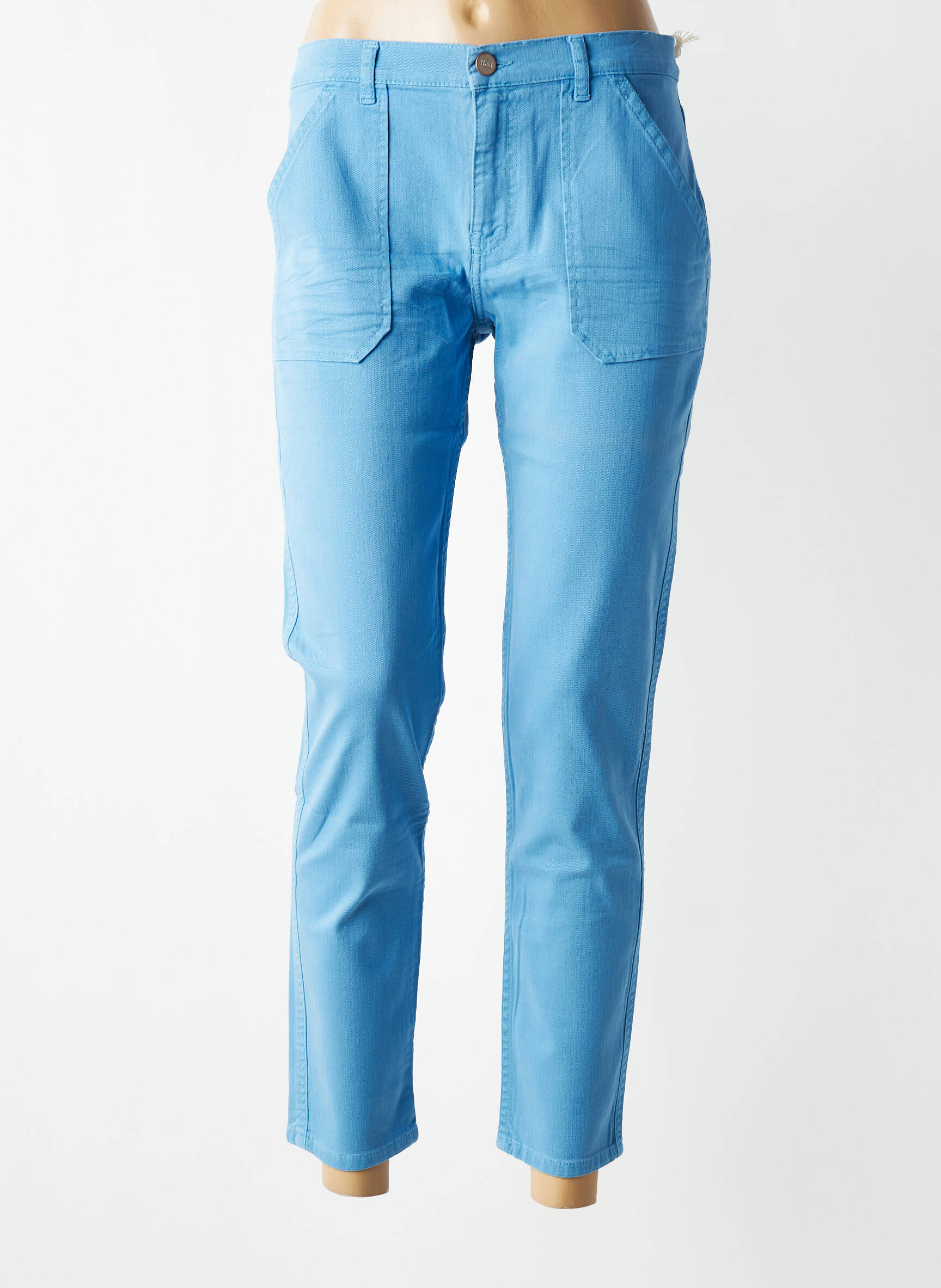 Pantalon droit stretch taille normale bleu HOD femme