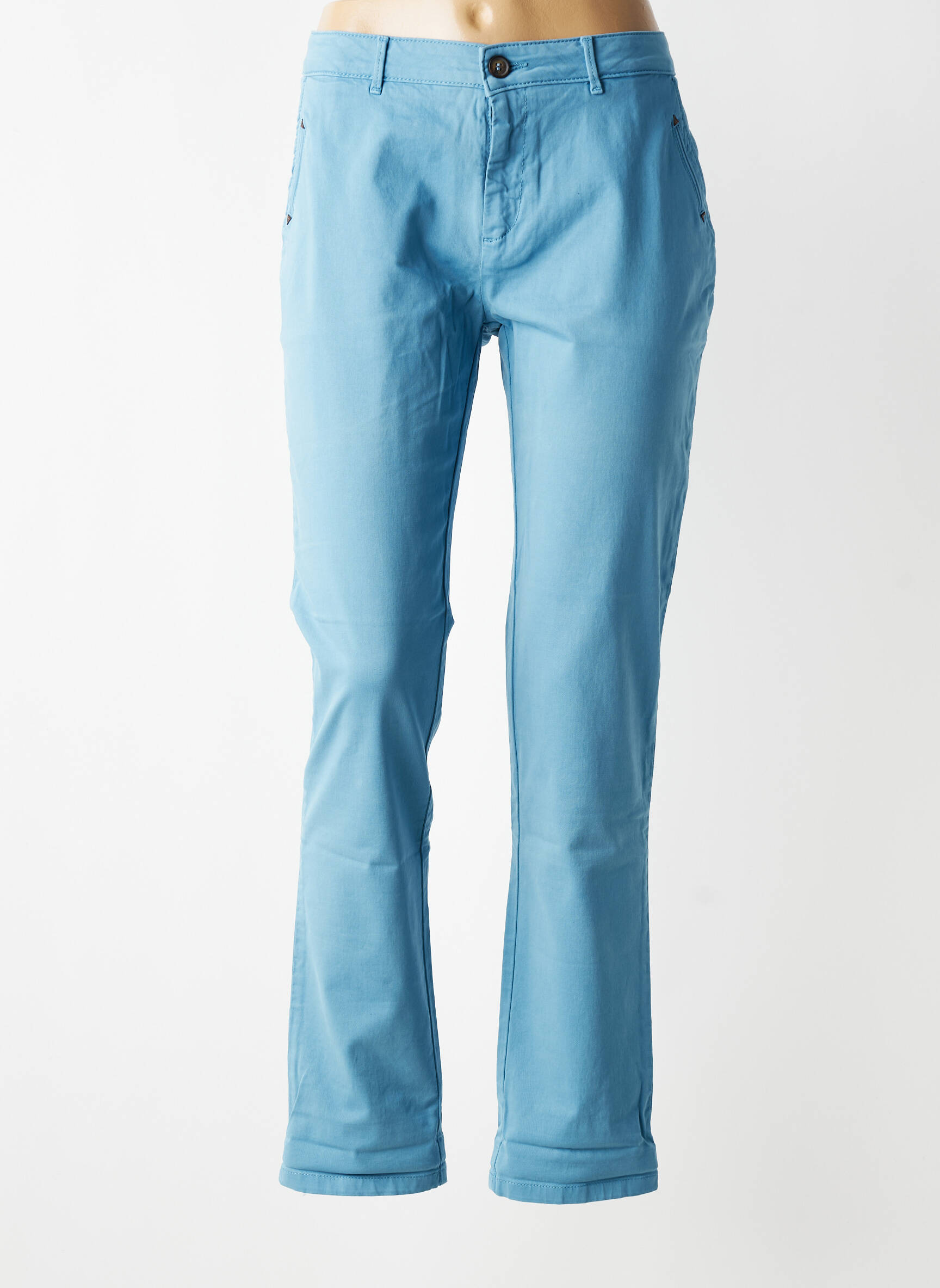Pantalon chino stretch taille normale bleu HOD femme