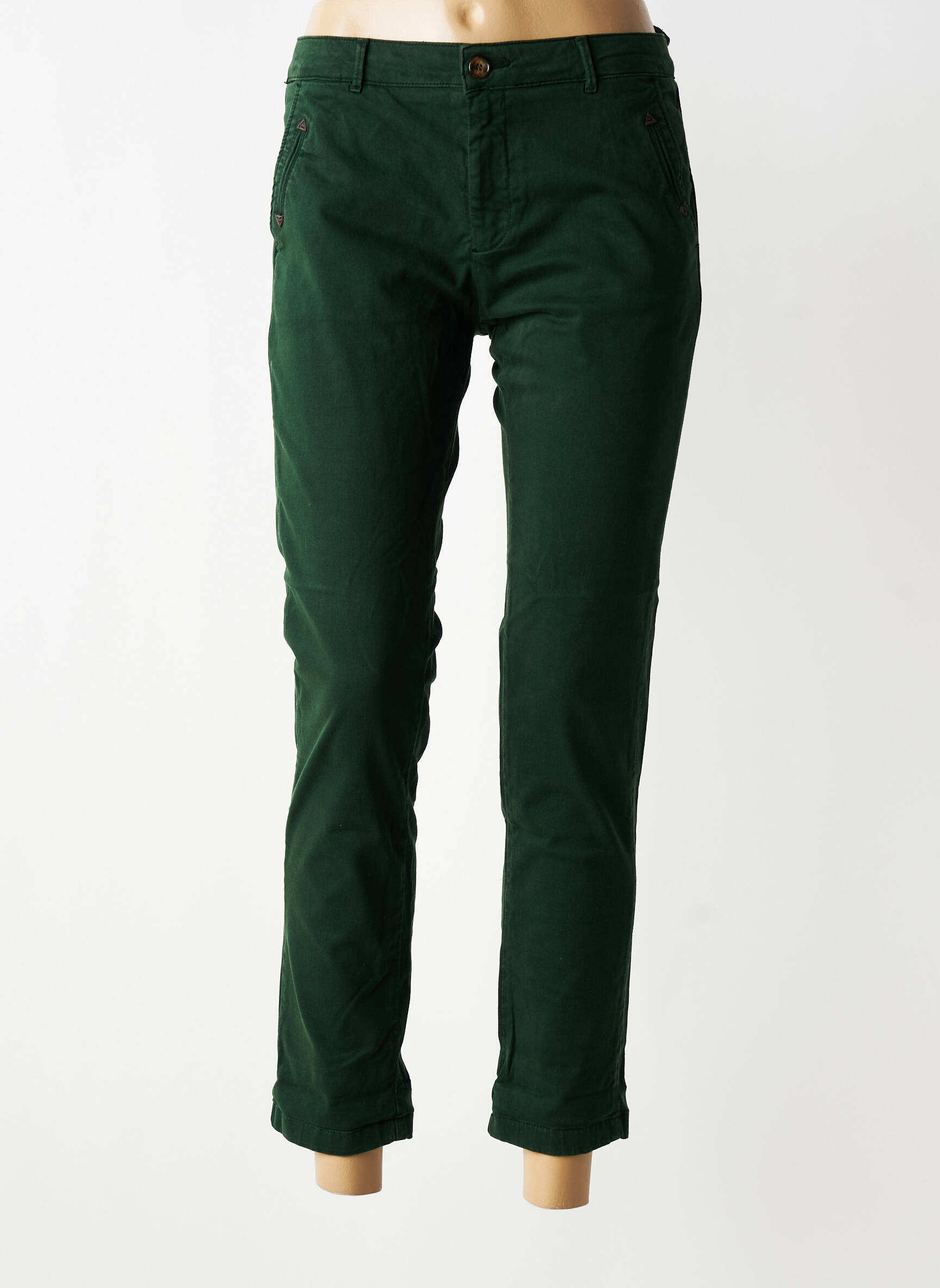 Pantalon chino stretch taille normale vert fonce HOD femme