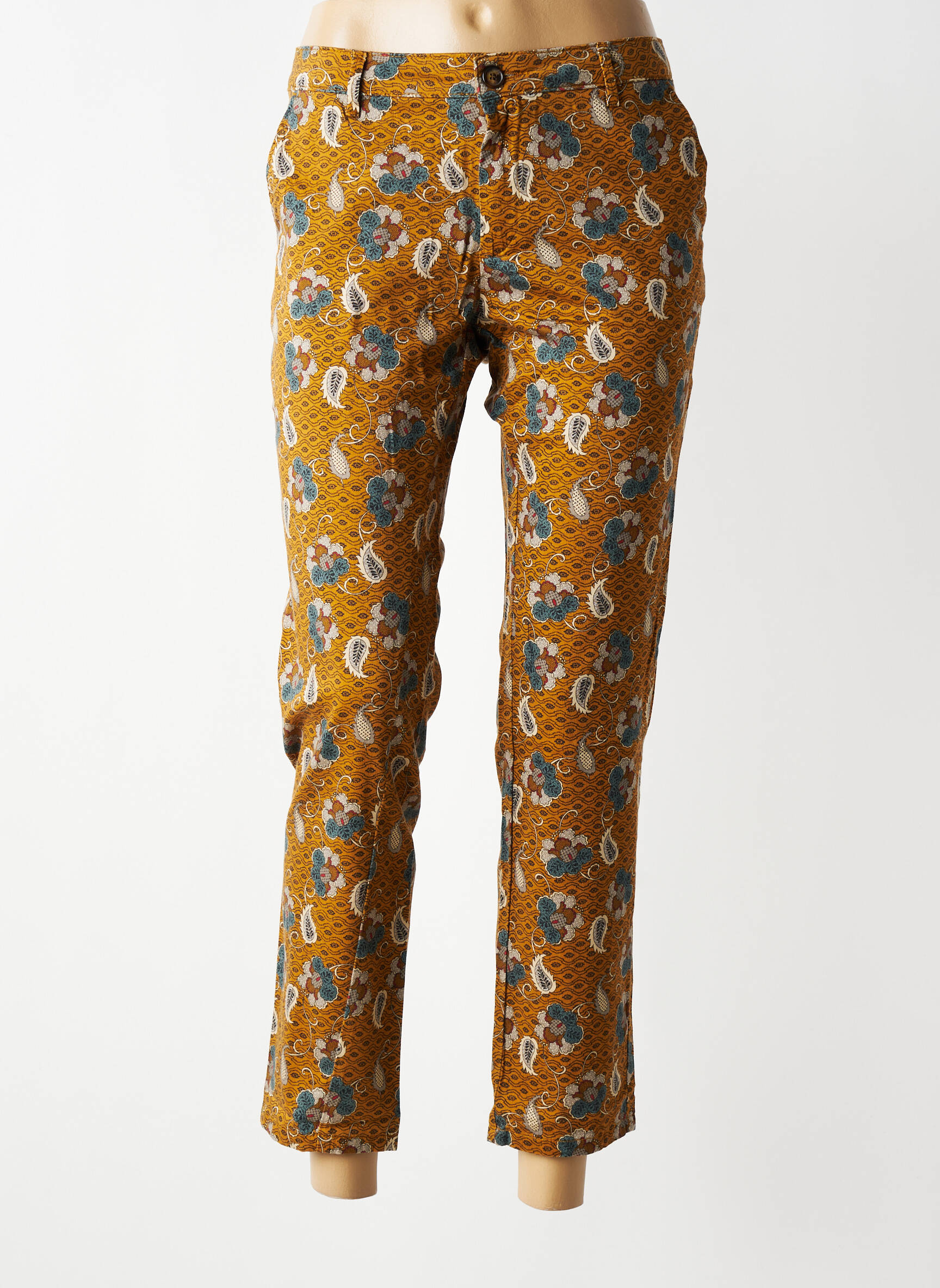 Pantalon 7/8 stretch taille normale jaune HOD femme