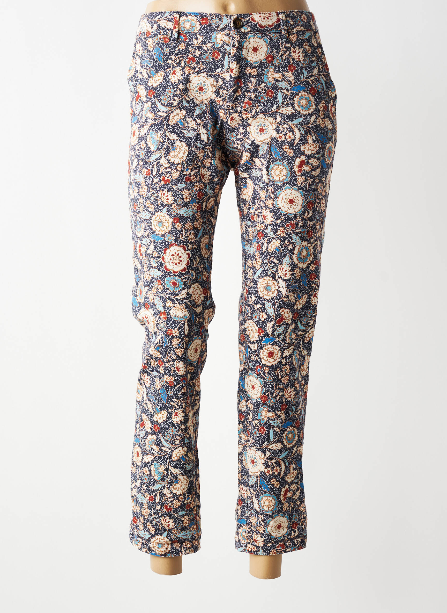 Pantalon chino stretch taille normale bleu HOD femme