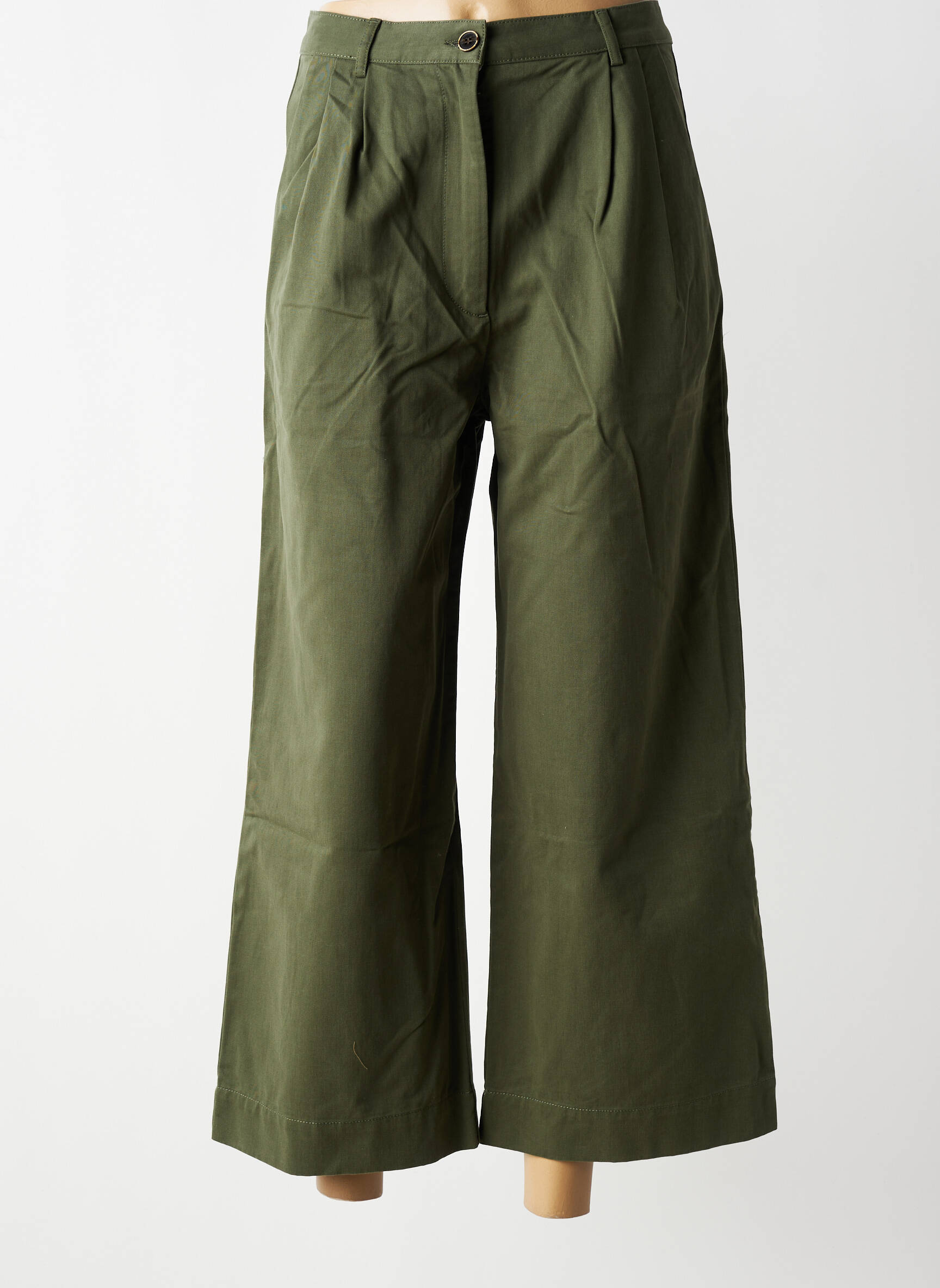 Pantalon large fermeture zippée sous rabat boutonné taille normale vert HARRIS WILSON femme