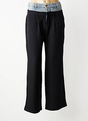Pantalon large fermeture zippée sous rabat boutonné taille normale noir STELLA femme