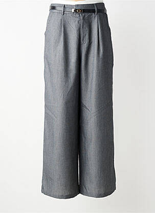 Pantalon large fermeture zippée sous rabat avec crochet taille normale gris STELLA femme