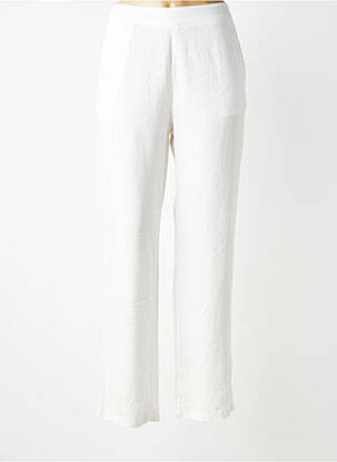 Pantalon droit tissage popeline taille normale blanc ÉTYMOLOGIE femme