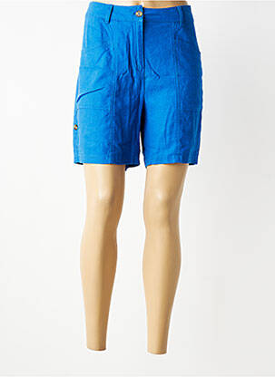 Short fermeture zippée sous rabat boutonné taille haute bleu ÉTYMOLOGIE femme