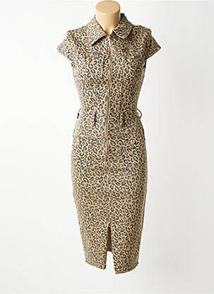 Robe mi-longue manches courtes manches courtes marron DENIM LIFE femme