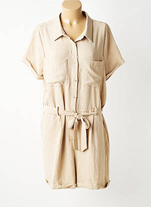 Combishort tissage crêpe manches courtes beige DEELUXE femme