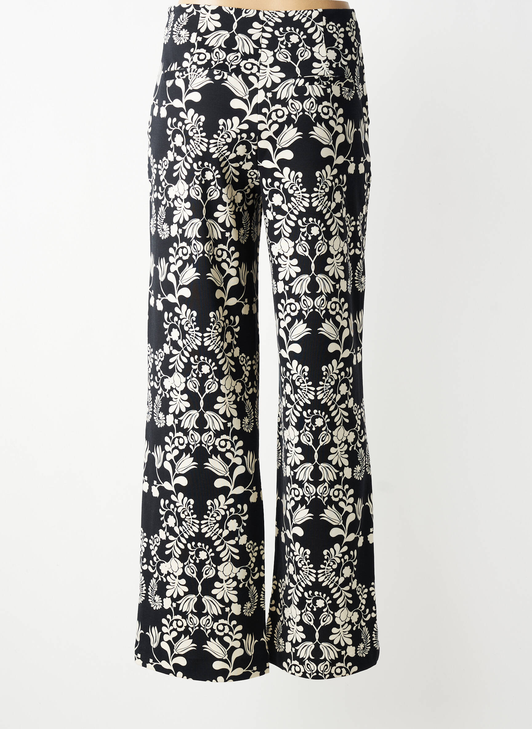 Pantalon large fermeture zip latéral taille haute noir ICHI femme