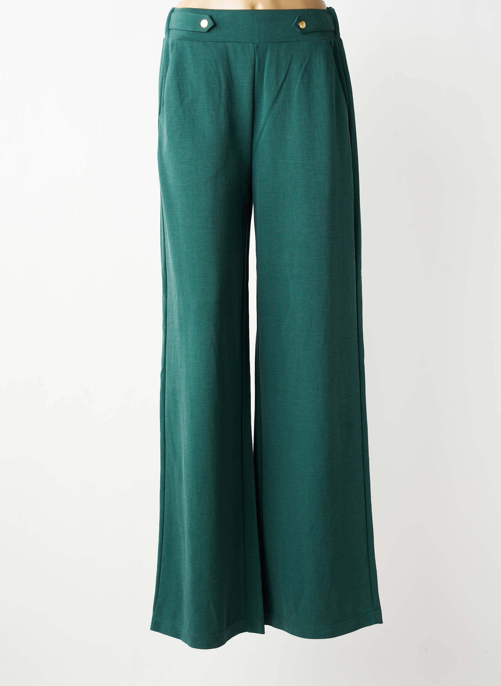Pantalon large tissage popeline taille normale vert TIFFOSI femme