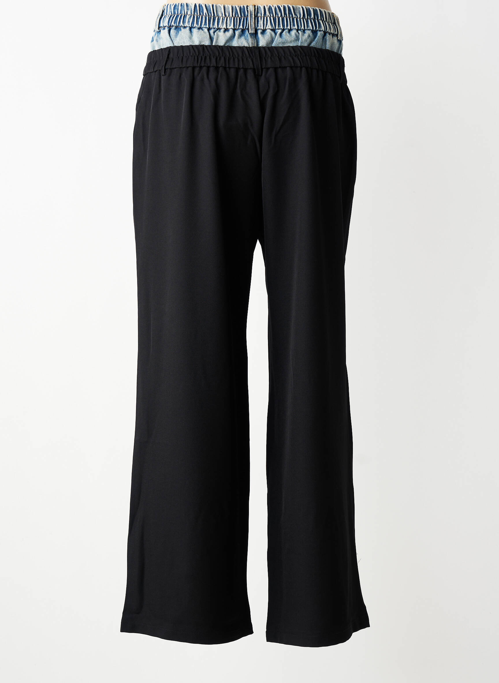 Pantalon large fermeture zippée sous rabat boutonné taille normale noir STELLA femme