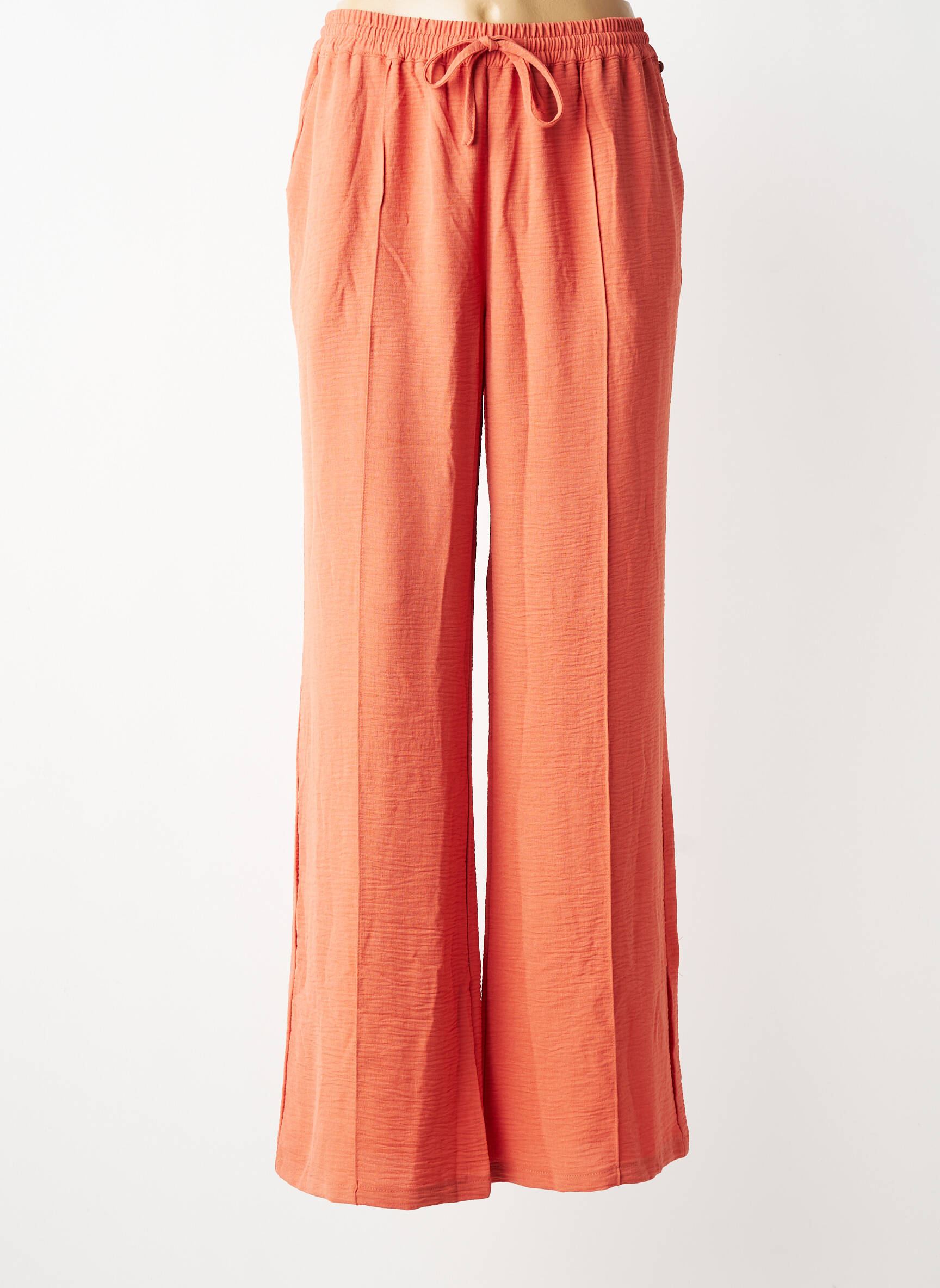 Pantalon large tissage crêpe taille normale orange DEELUXE femme