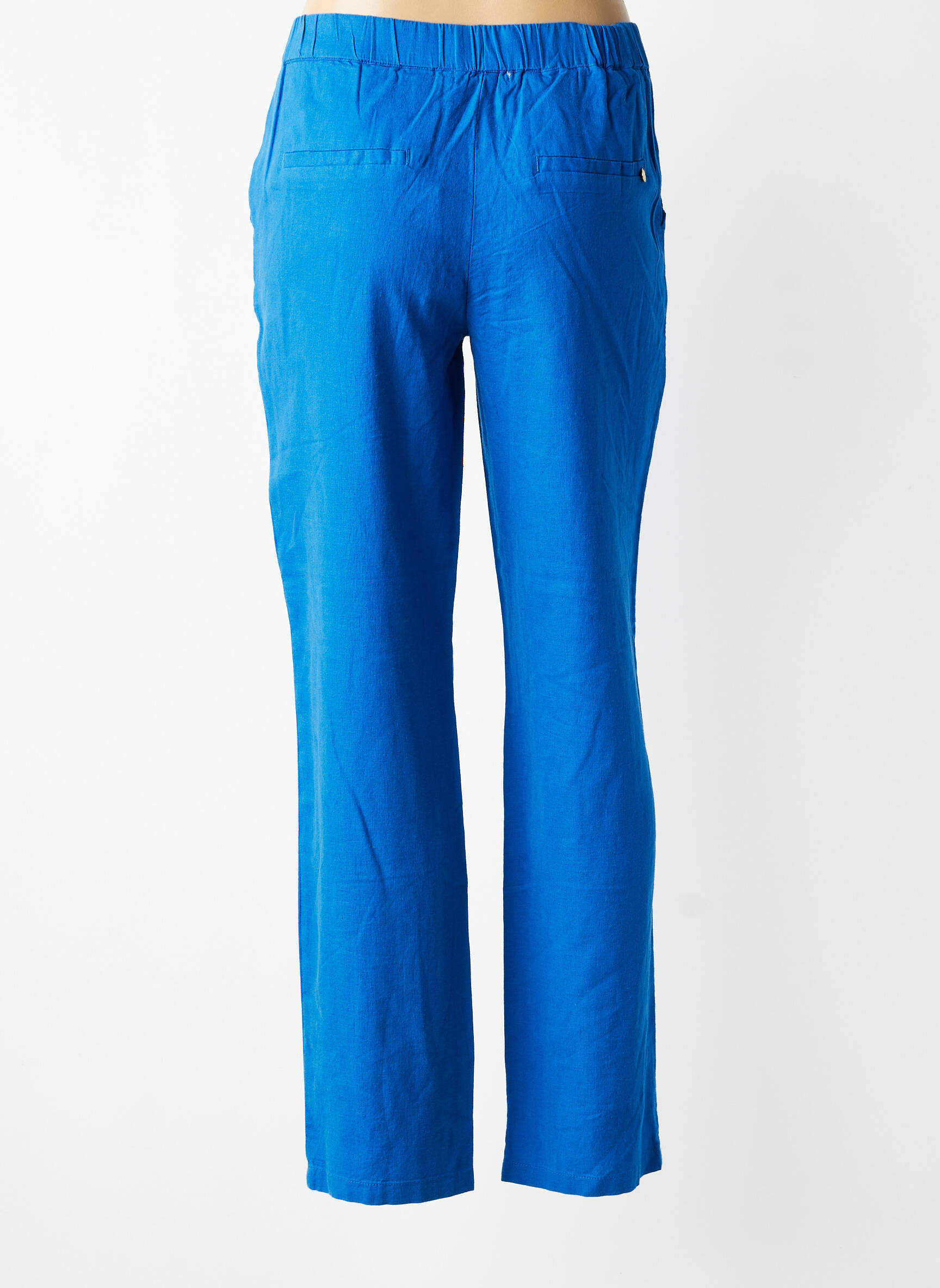 Pantalon droit tissage crêpe taille normale bleu ÉTYMOLOGIE femme