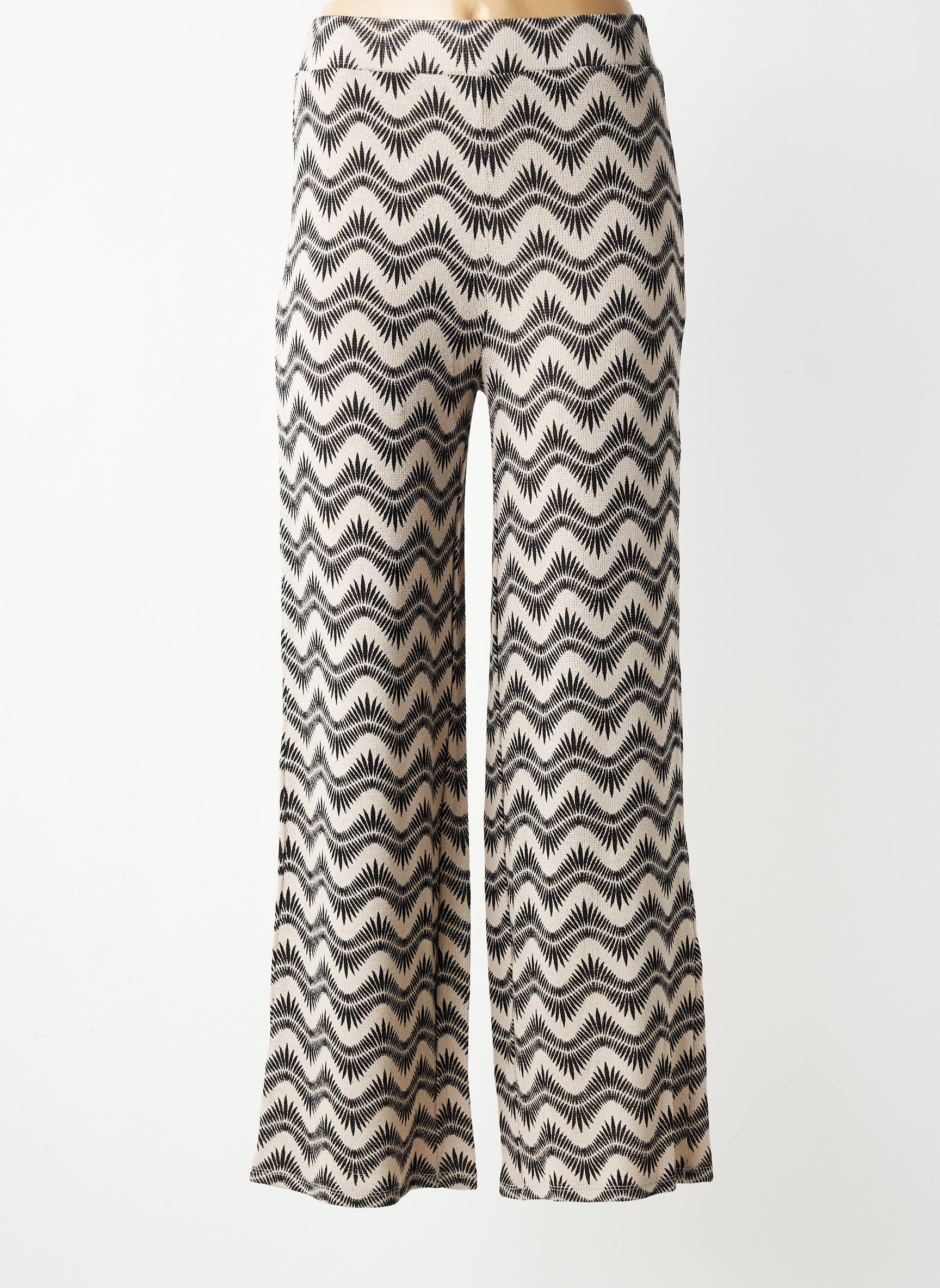 Pantalon flare stretch taille haute beige GARCIA femme
