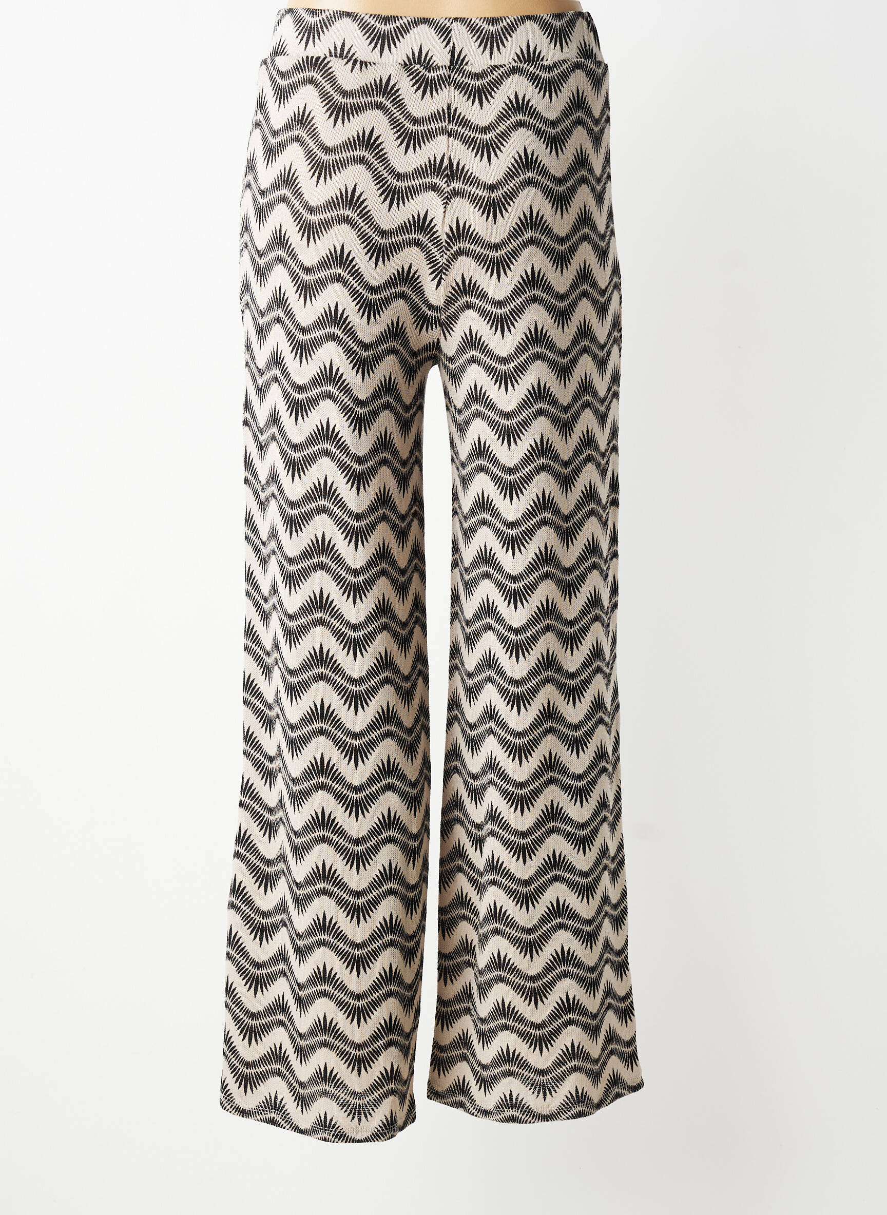Pantalon flare stretch taille haute beige GARCIA femme