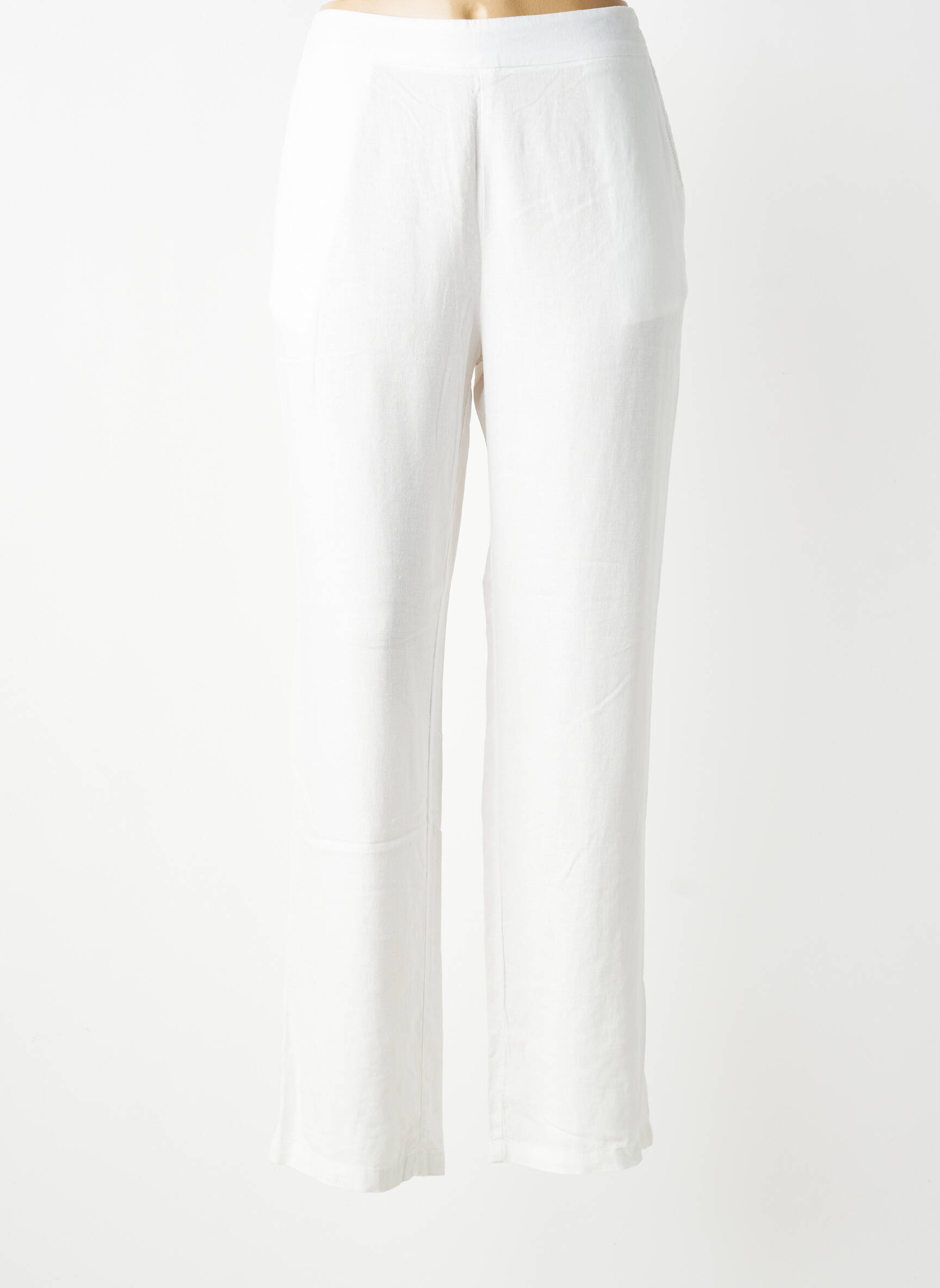 Pantalon droit tissage popeline taille normale blanc ÉTYMOLOGIE femme
