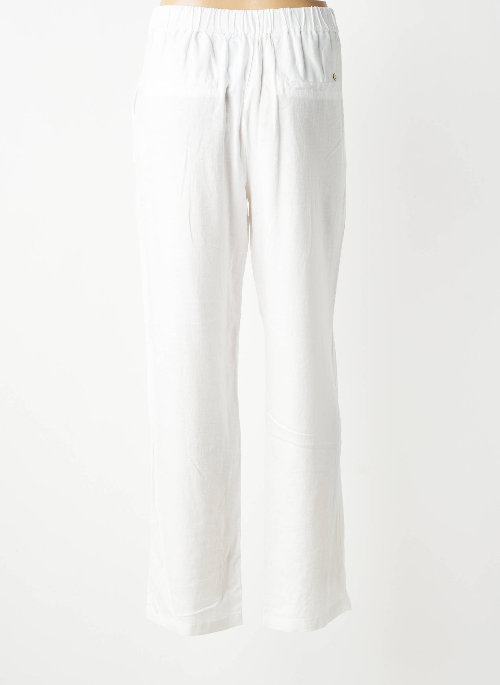Pantalon droit tissage popeline taille normale blanc ÉTYMOLOGIE femme