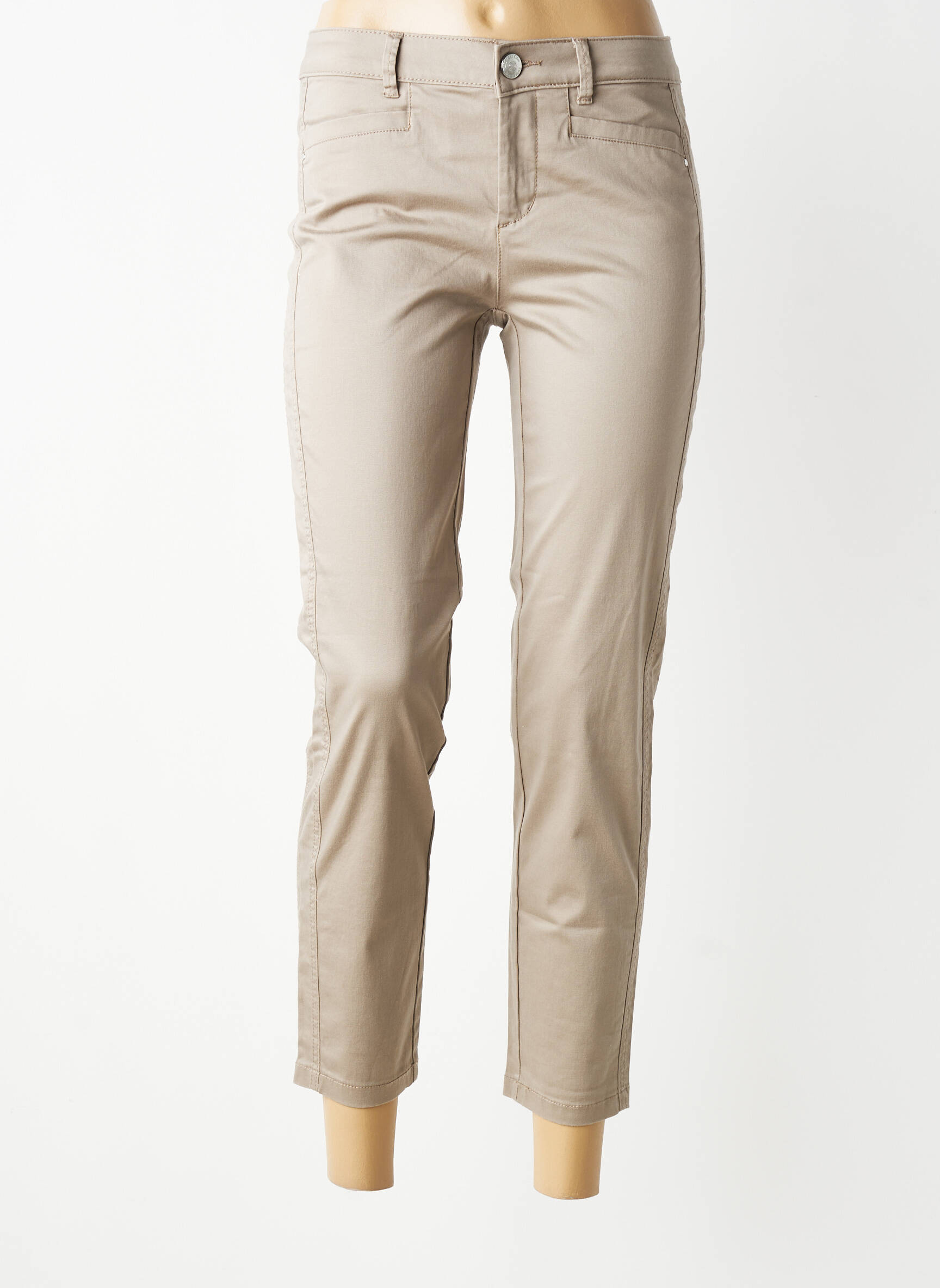 Pantalon 7/8 tissage popeline taille normale marron STREET ONE femme