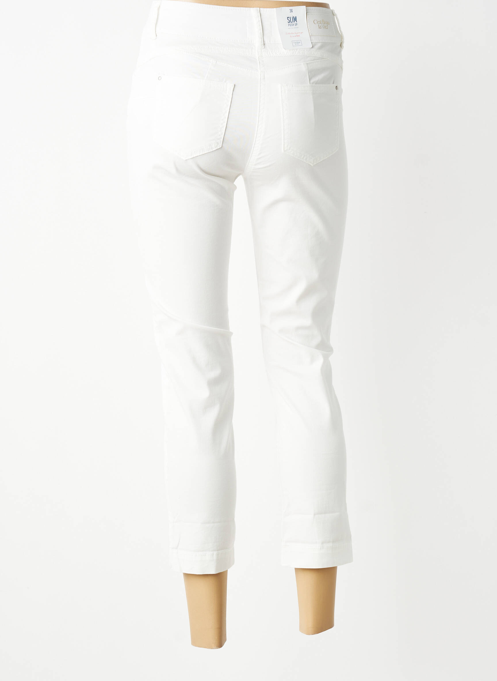 Jeans coupe slim taille normale taille normale blanc C'EST BEAU LA VIE femme
