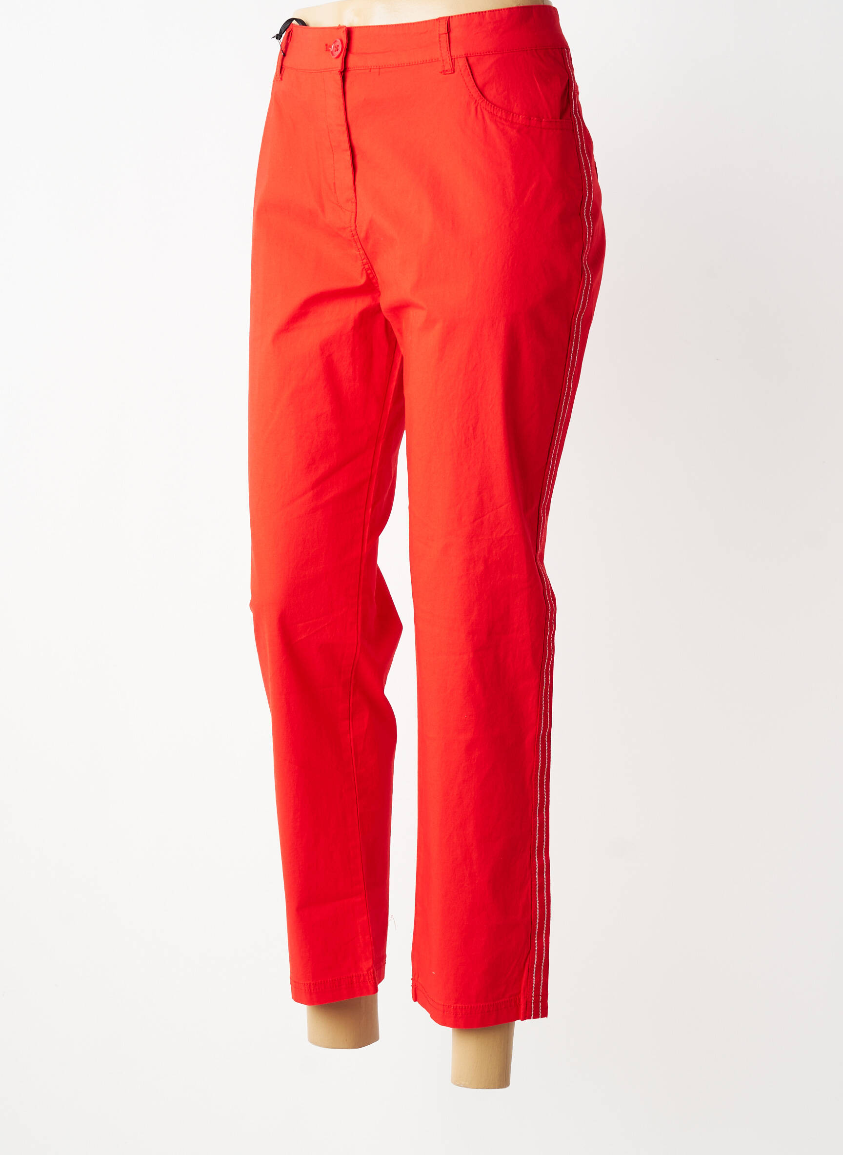 Pantalon 7/8 tissage popeline taille normale rouge ÉTYMOLOGIE femme