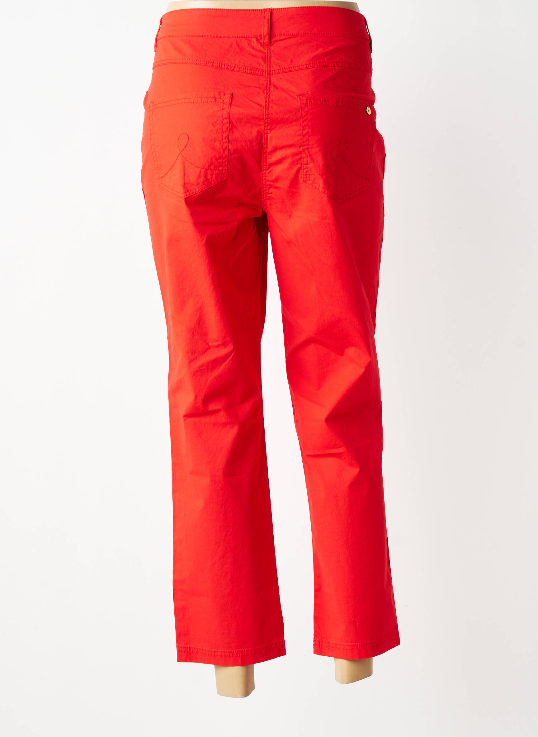 Pantalon 7/8 tissage popeline taille normale rouge ÉTYMOLOGIE femme