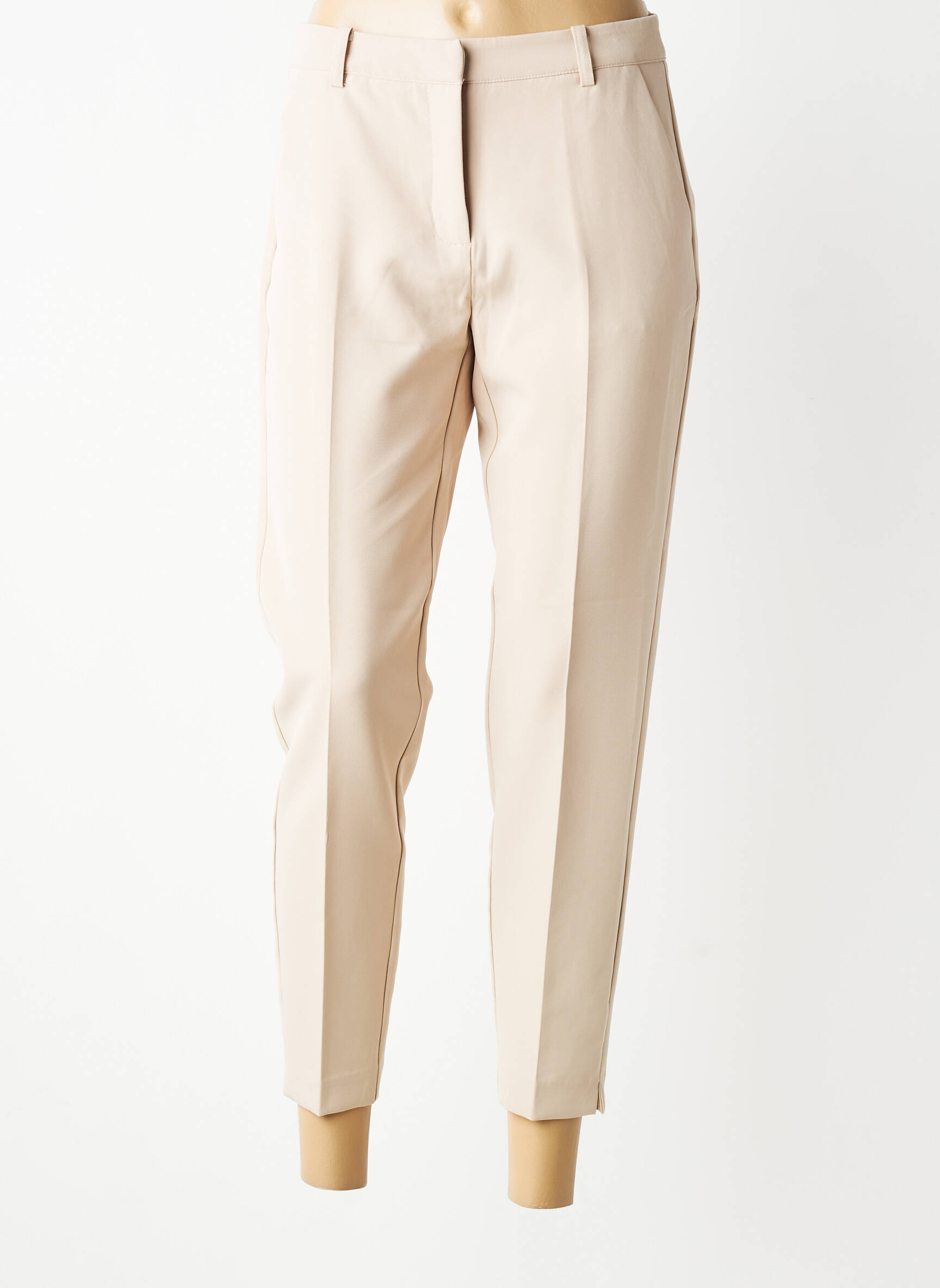 Pantalon 7/8 taille à pinces taille normale beige ICHI femme