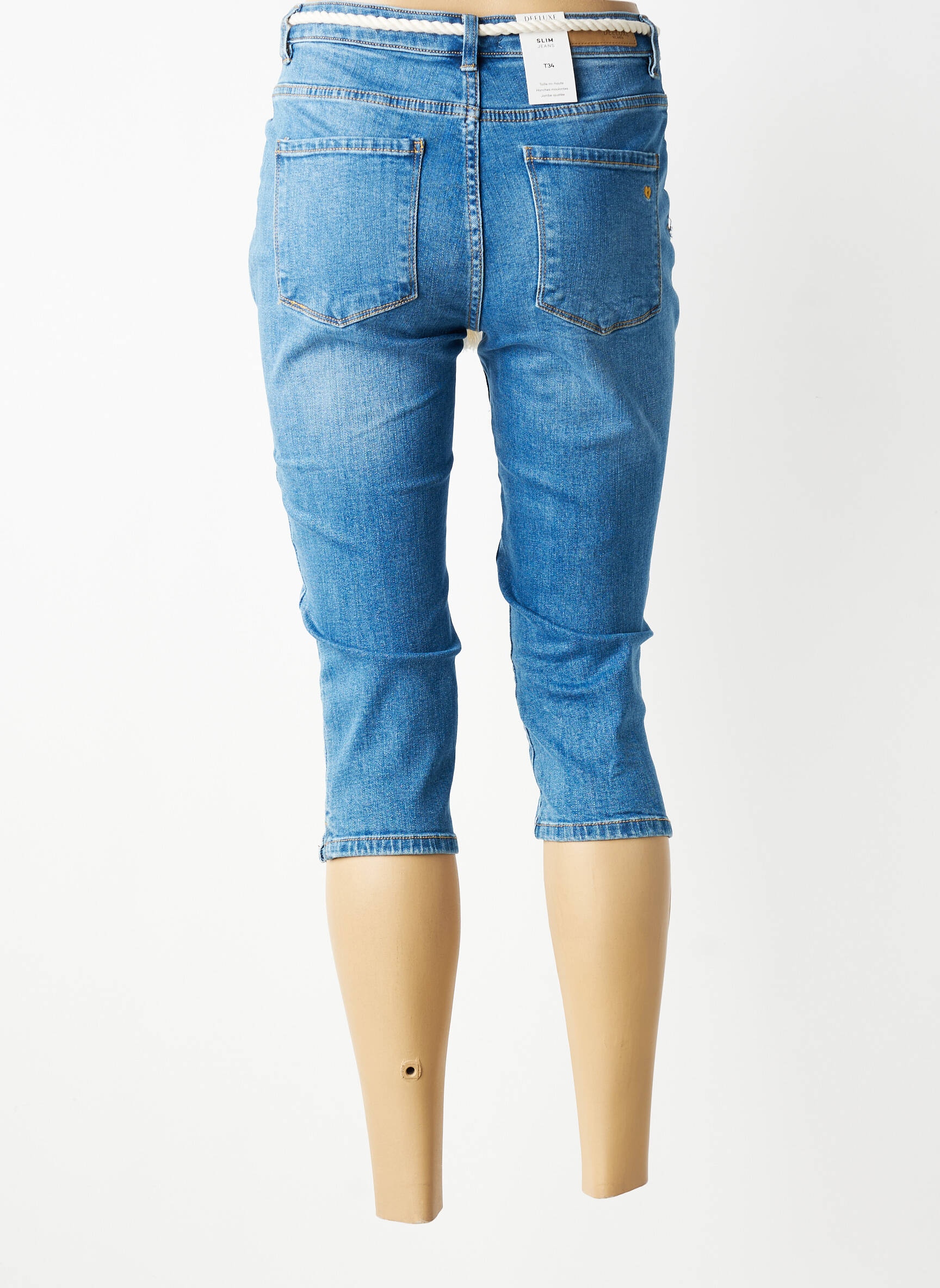 Corsaire tissage denim taille normale bleu DEELUXE femme