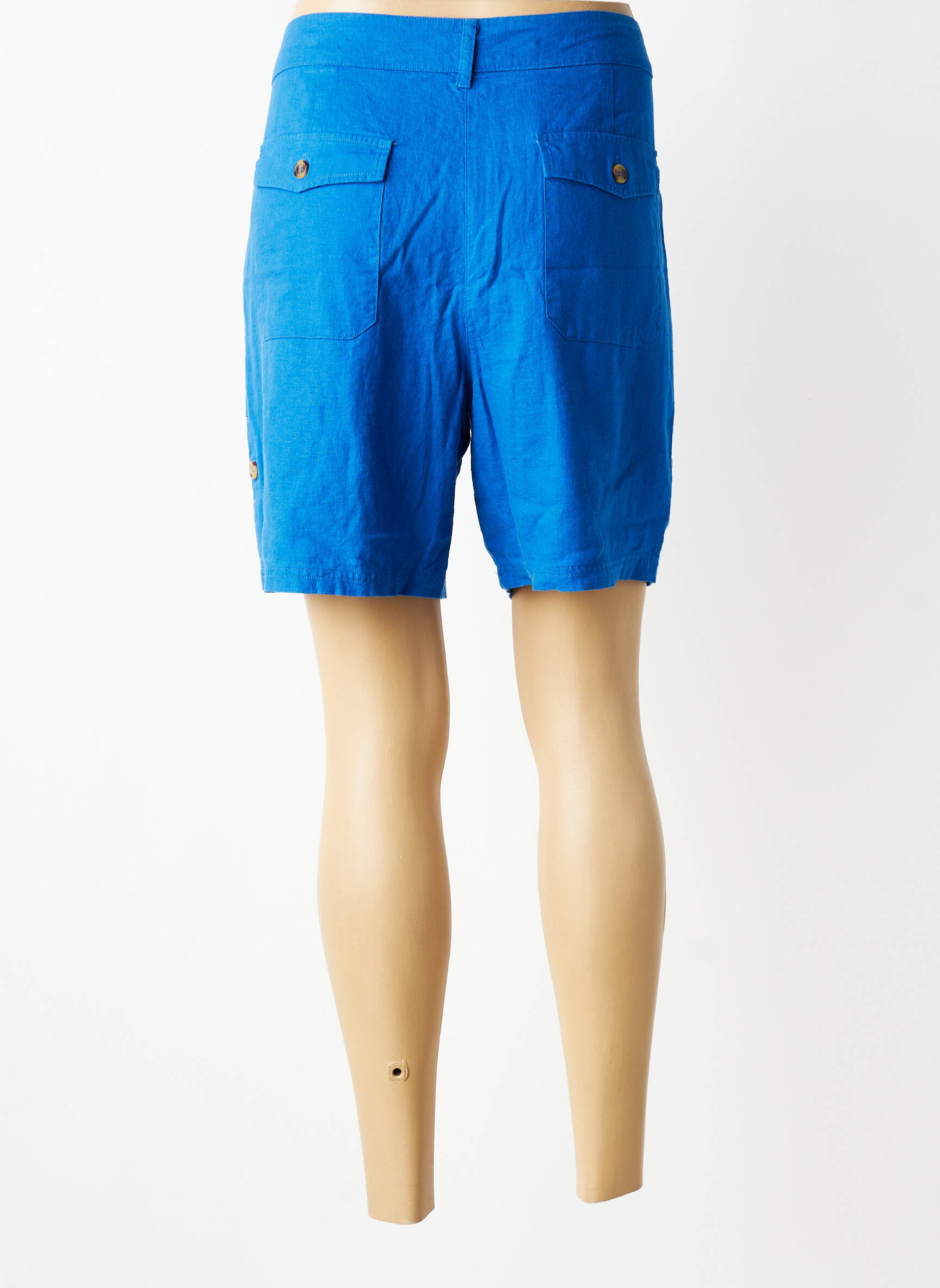 Short fermeture zippée sous rabat boutonné taille haute bleu ÉTYMOLOGIE femme