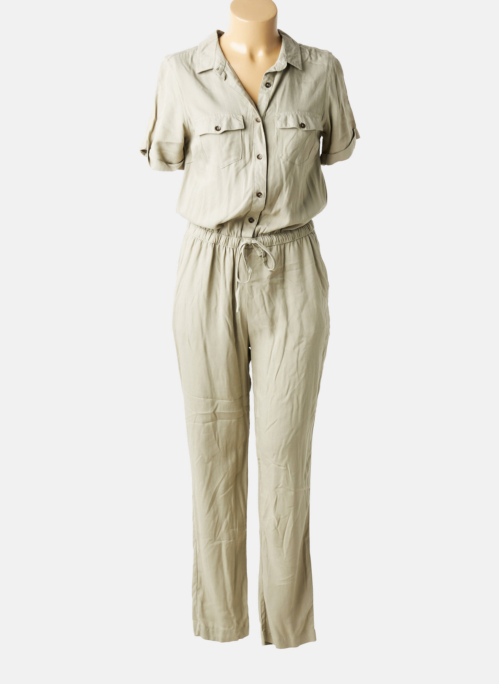 Combi-pantalon fermeture boutonnée sur le devant manches courtes vert DEELUXE femme