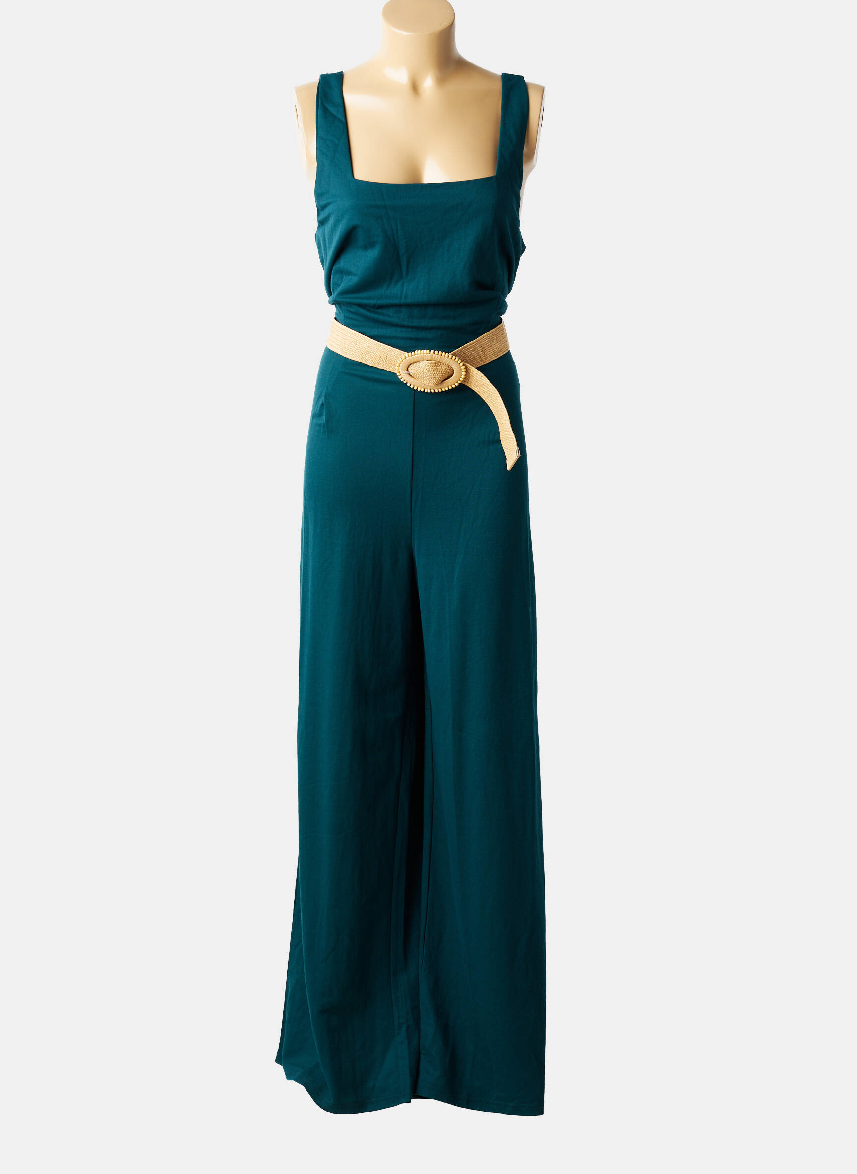 Combi-pantalon tissage crêpe fines bretelles vert TIFFOSI femme