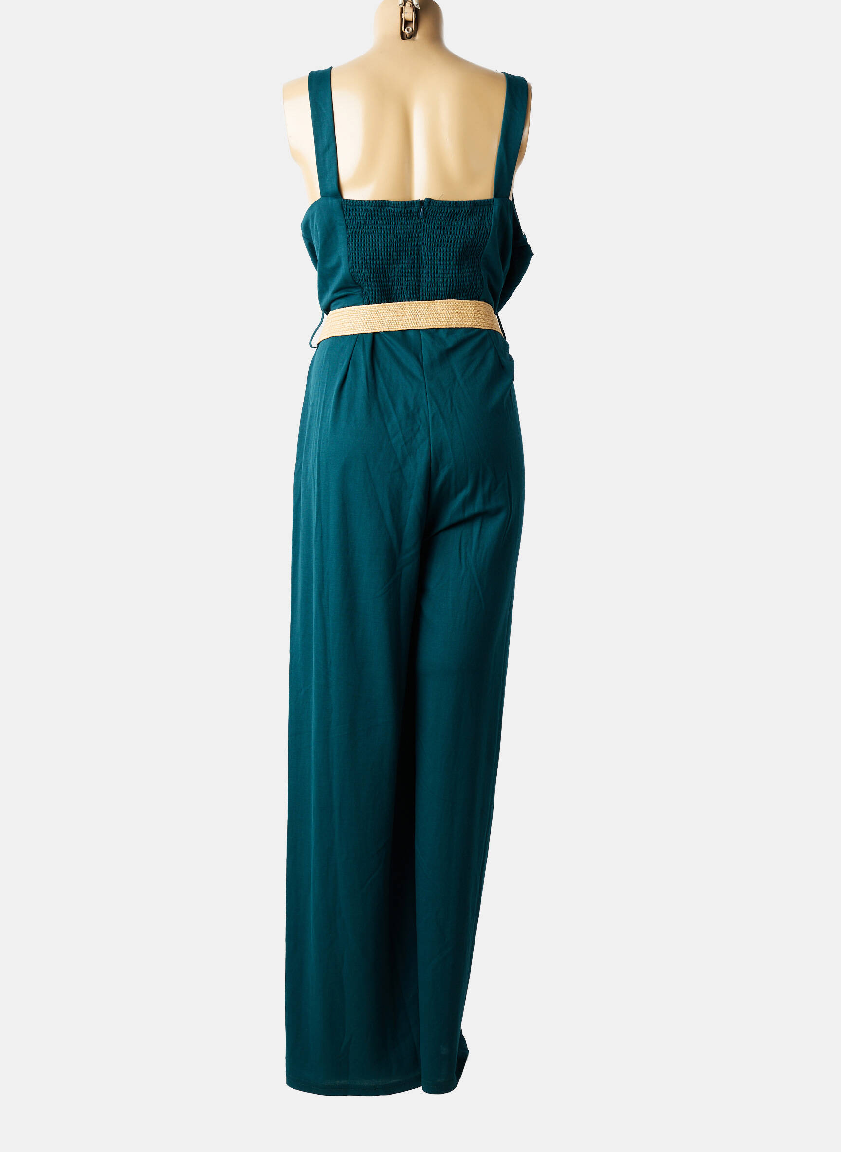 Combi-pantalon tissage crêpe fines bretelles vert TIFFOSI femme