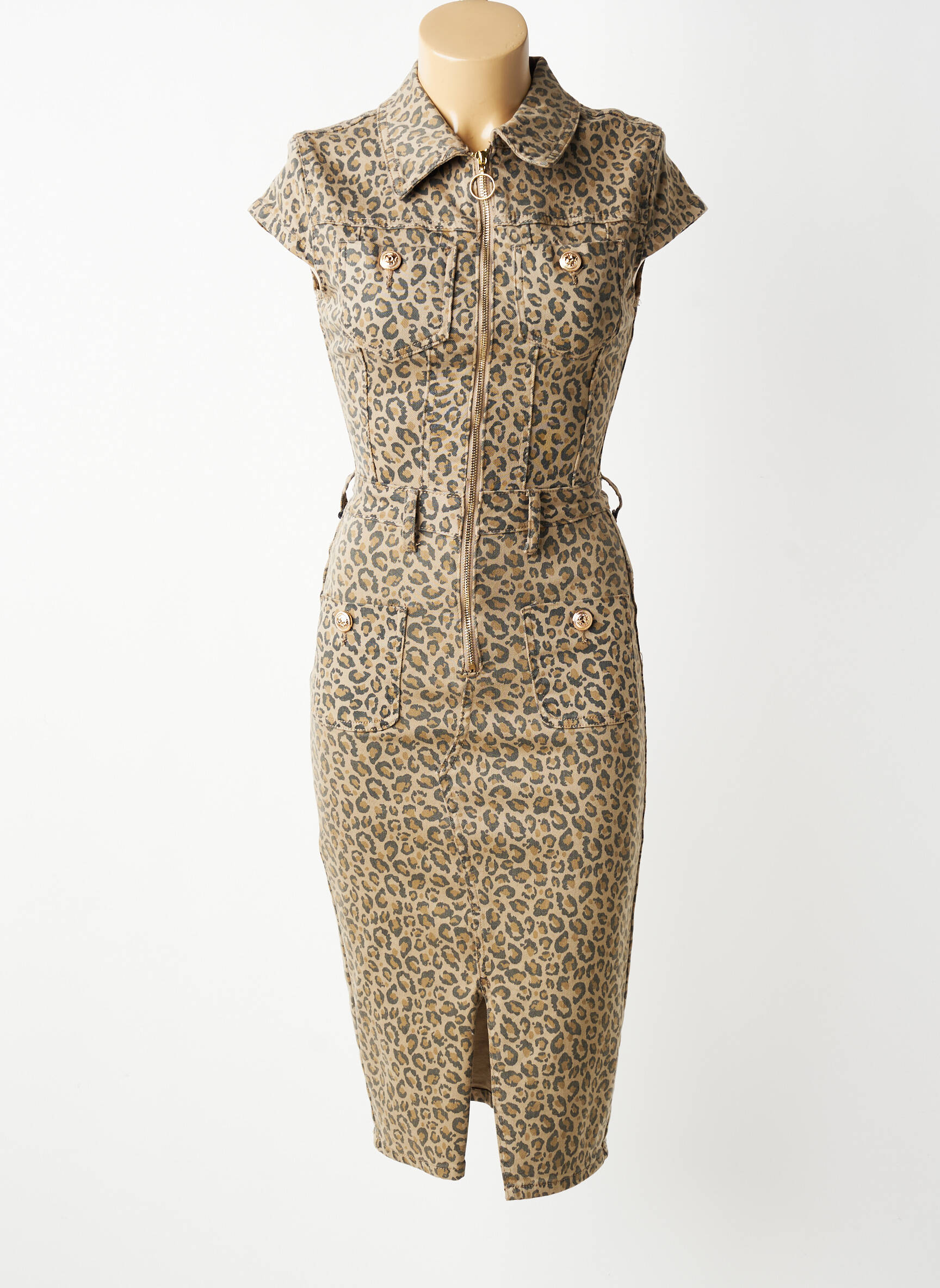 Robe mi-longue manches courtes manches courtes marron DENIM LIFE femme