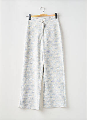 Pantalon large fermeture zippée sous rabat boutonné taille haute bleu GARCIA femme