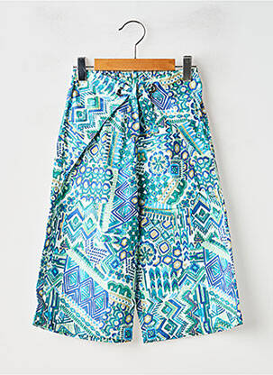 Pantalon large tissage popeline taille élastique vert MAYORAL fille