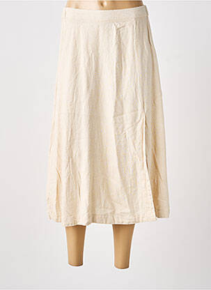 Jupe mi-longue coupe évasée beige ICHI femme