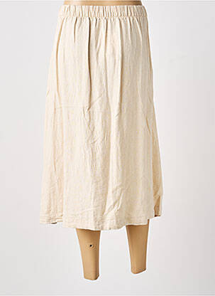 Jupe mi-longue coupe évasée beige ICHI femme