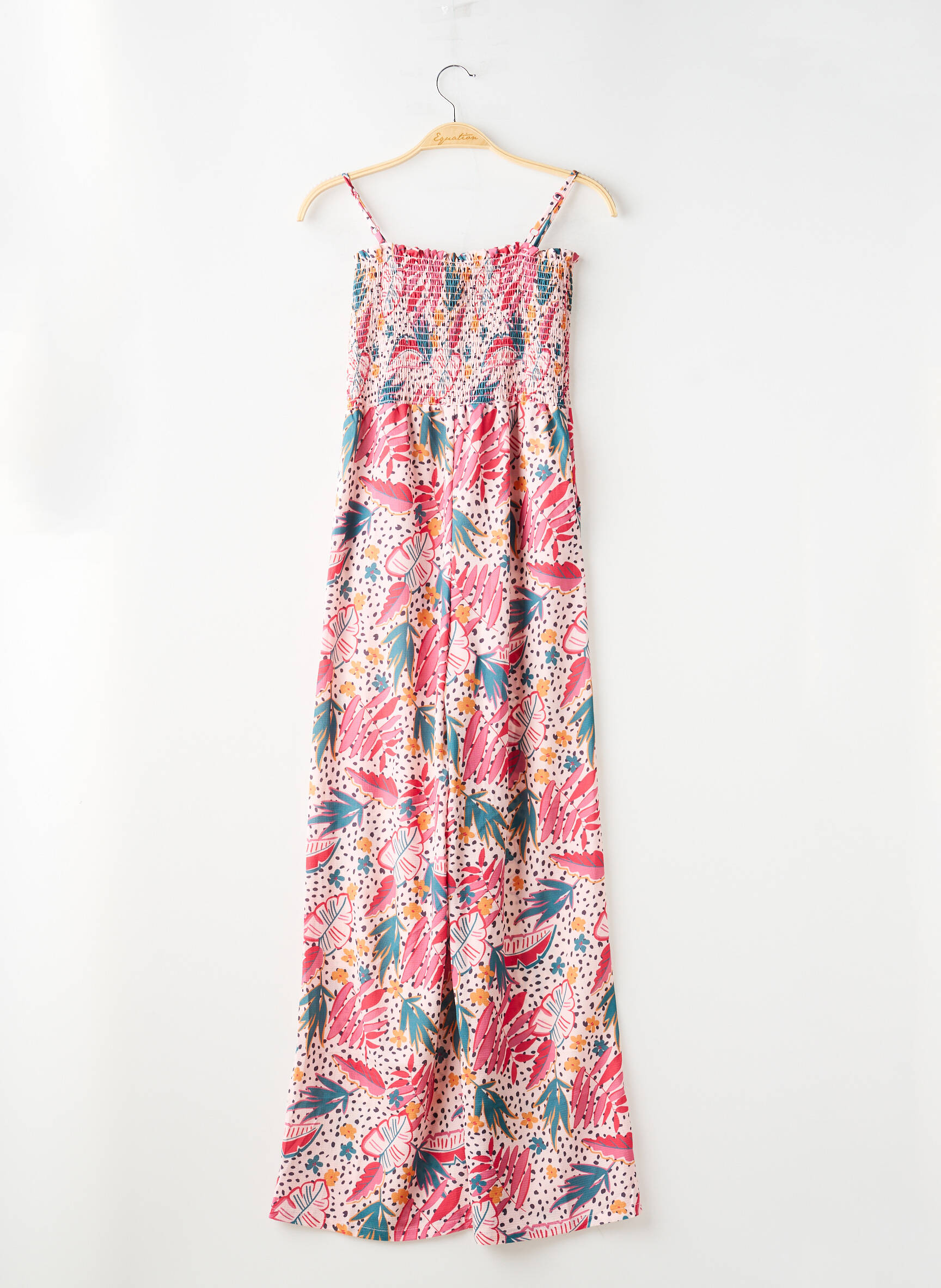 Combi-pantalon col carré fines bretelles rose BOBOLI fille