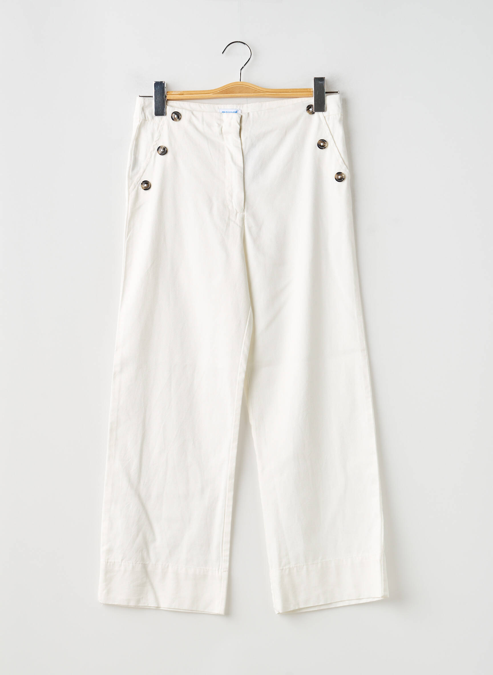 Pantalon large stretch taille ajustable blanc MAYORAL fille