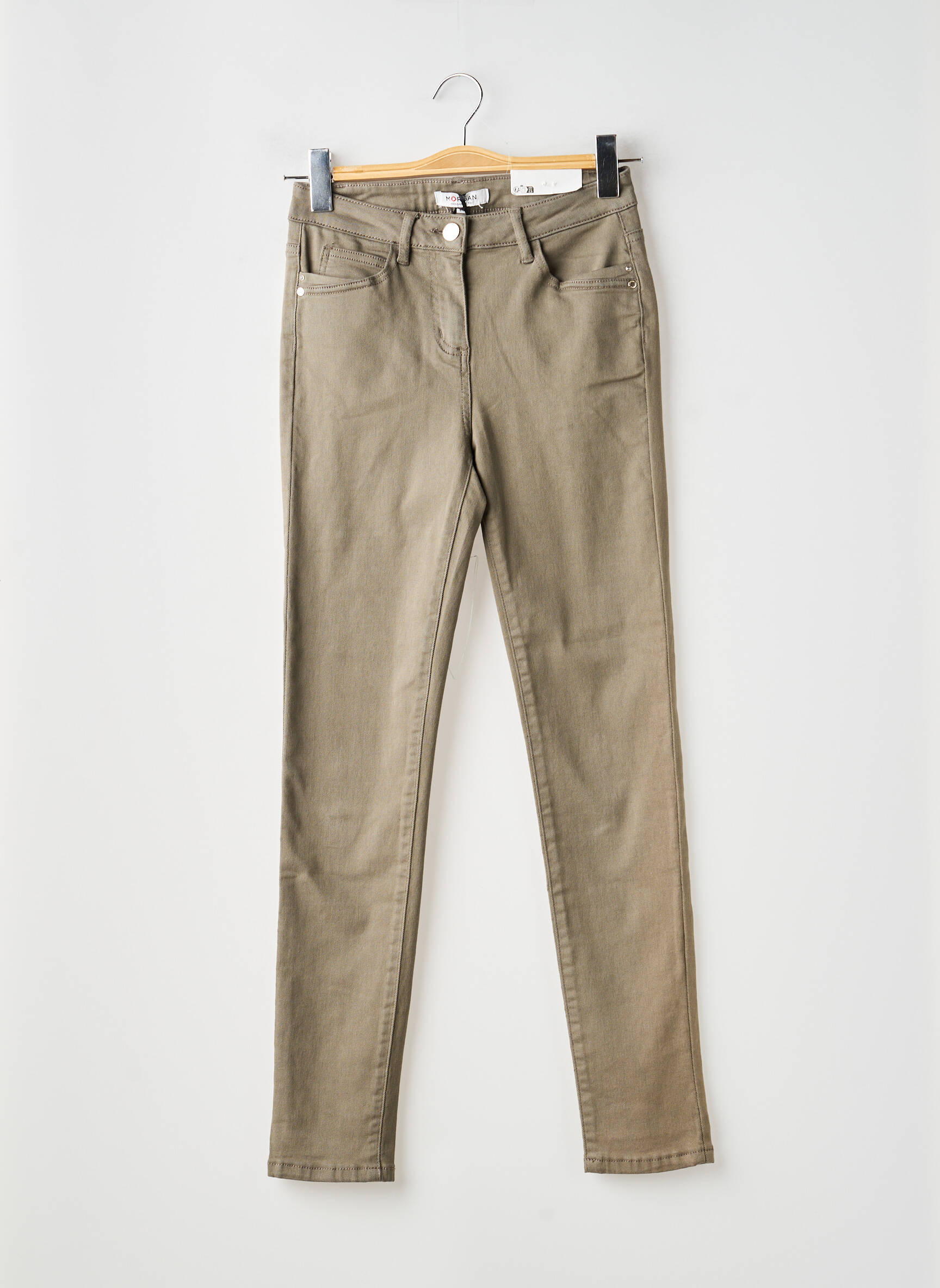 Jeans coupe slim stretch taille normale vert MORGAN femme
