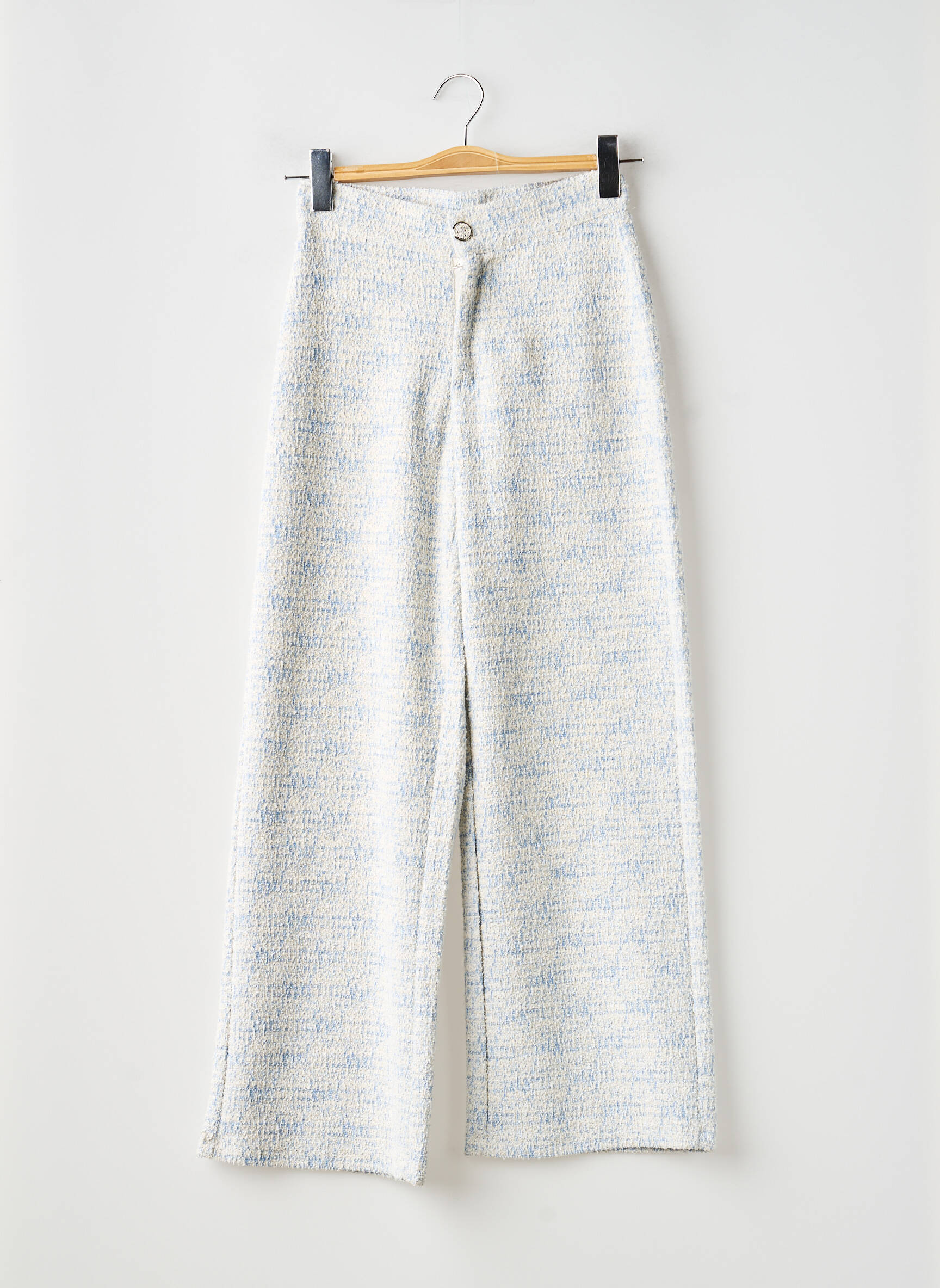 Pantalon large fermeture zippée sous rabat boutonné taille haute bleu GARCIA femme