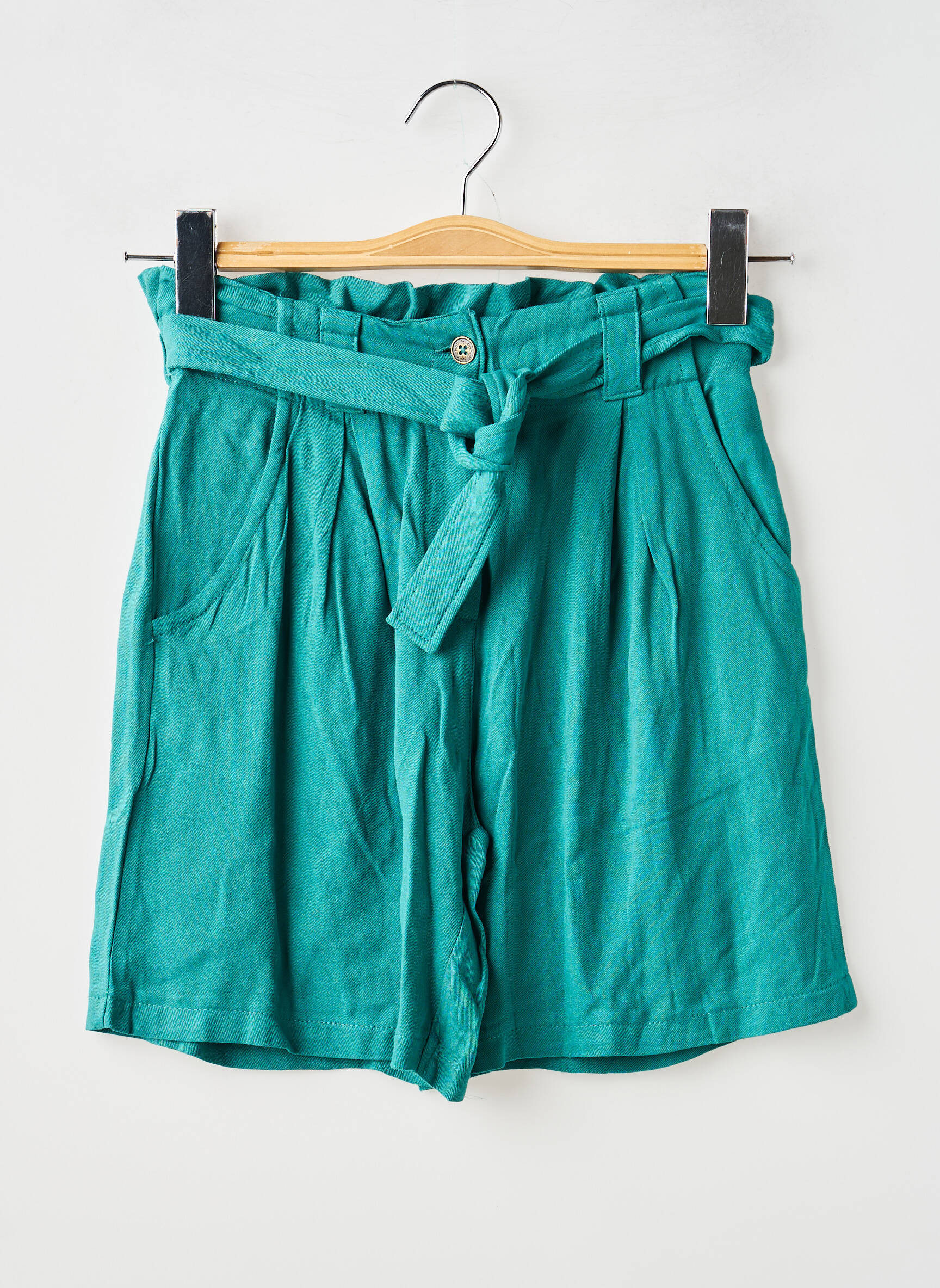 Short taille haute taille élastique vert BOBOLI fille