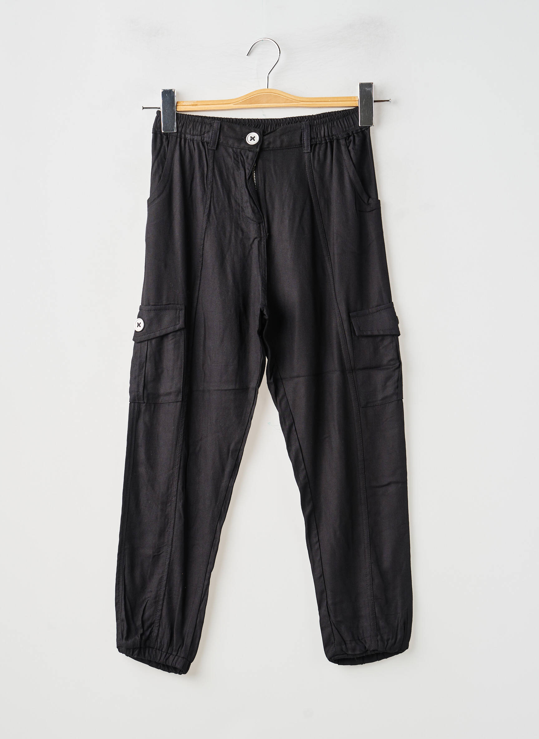 Pantalon cargo tissage popeline taille élastique noir BOBOLI garçon