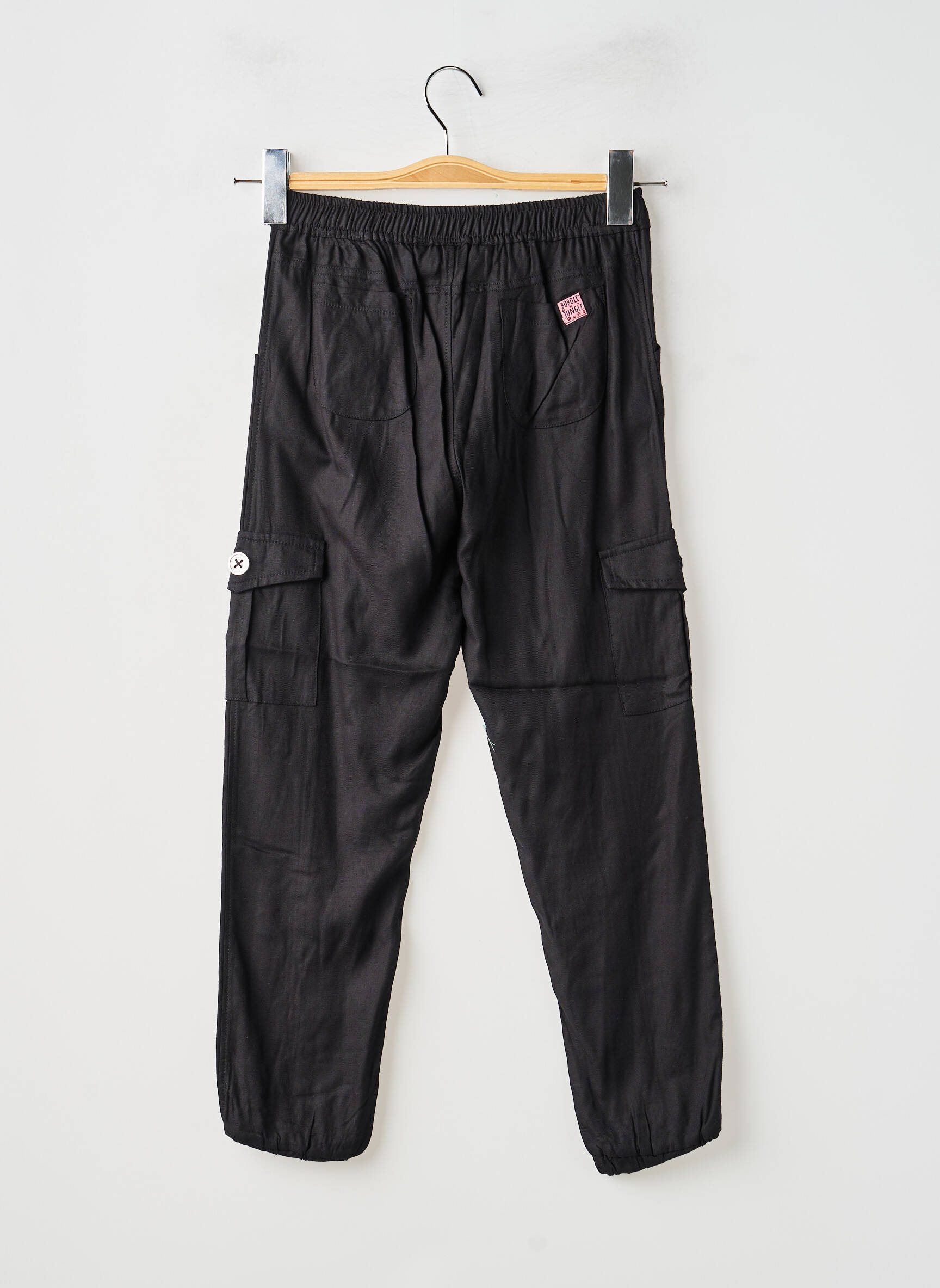 Pantalon cargo tissage popeline taille élastique noir BOBOLI garçon