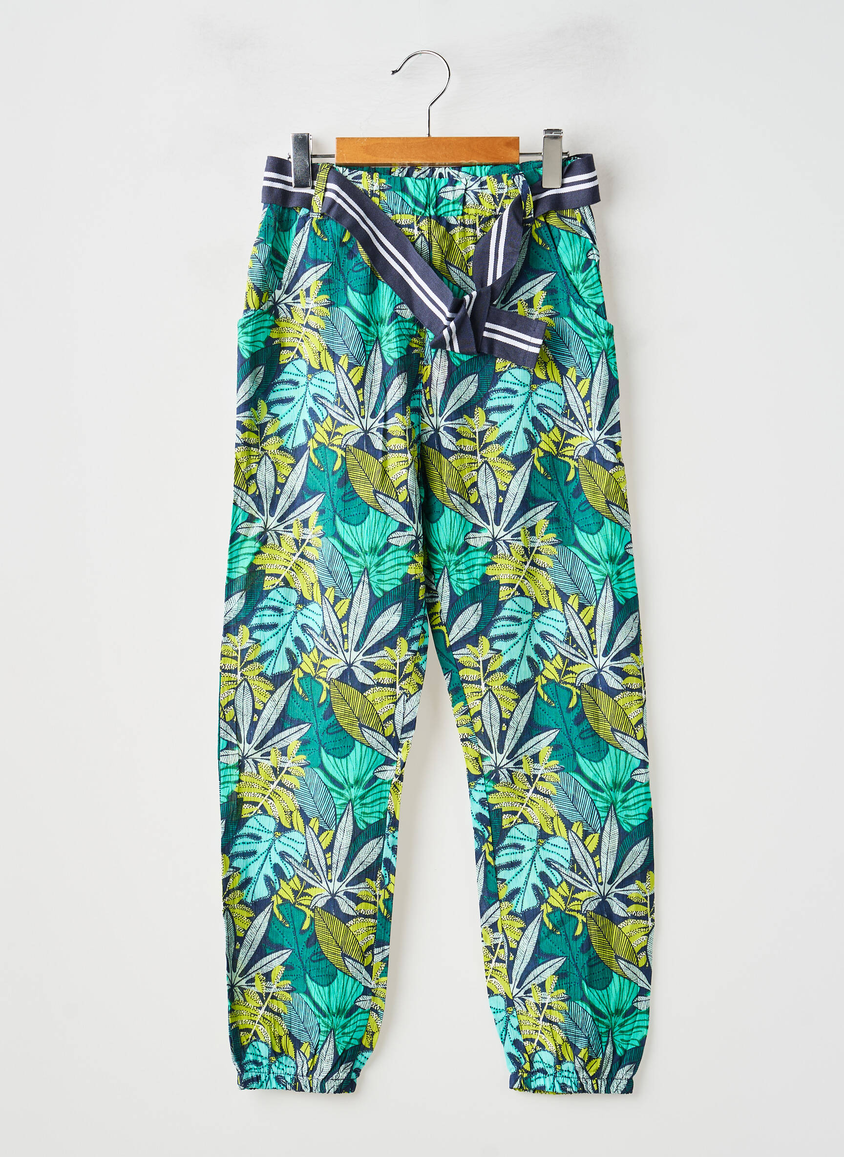 Pantalon droit resserrée sur le bas taille élastique bleu BOBOLI fille