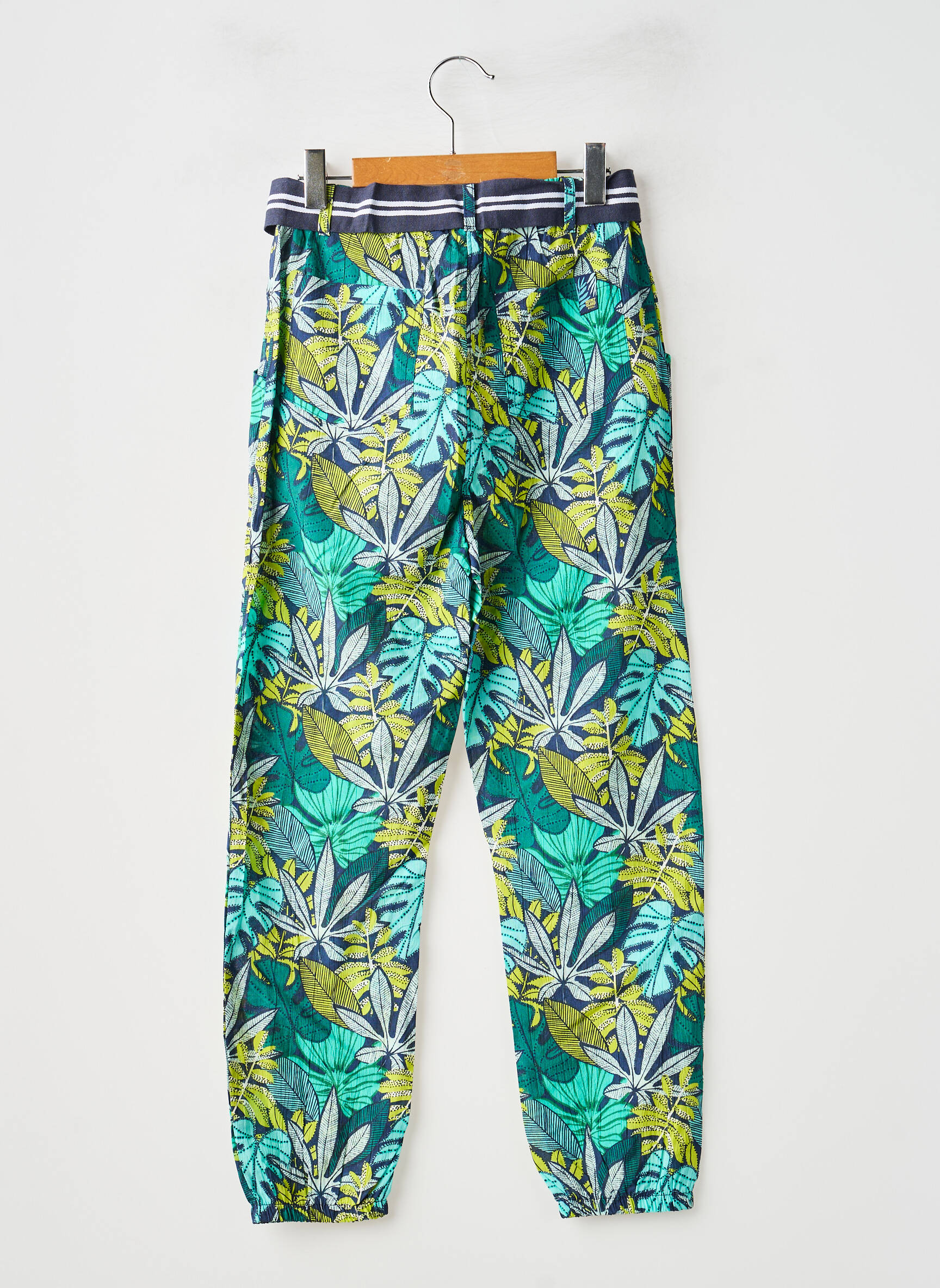 Pantalon droit resserrée sur le bas taille élastique bleu BOBOLI fille